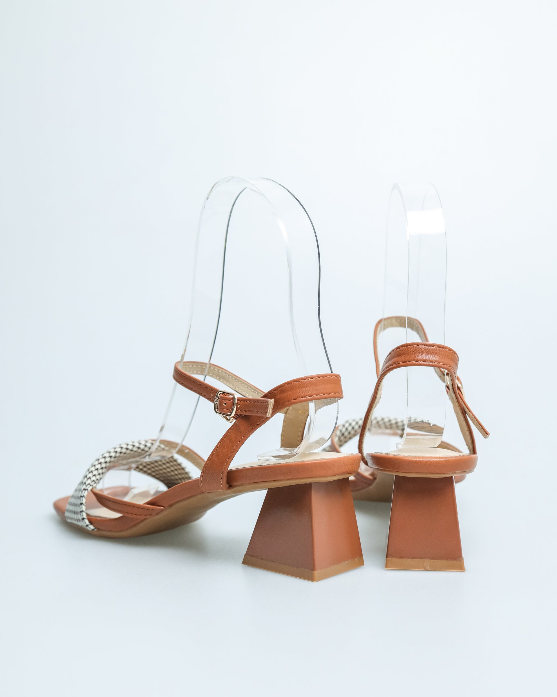 Tomaz YX108 Ladies Checkered Slingback Heels (Brown)