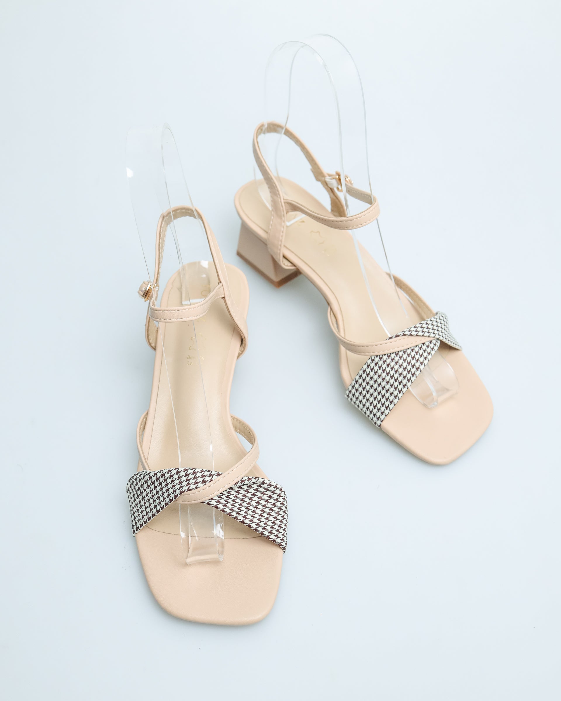 Tomaz YX108 Ladies Checkered Slingback Heels (Beige)