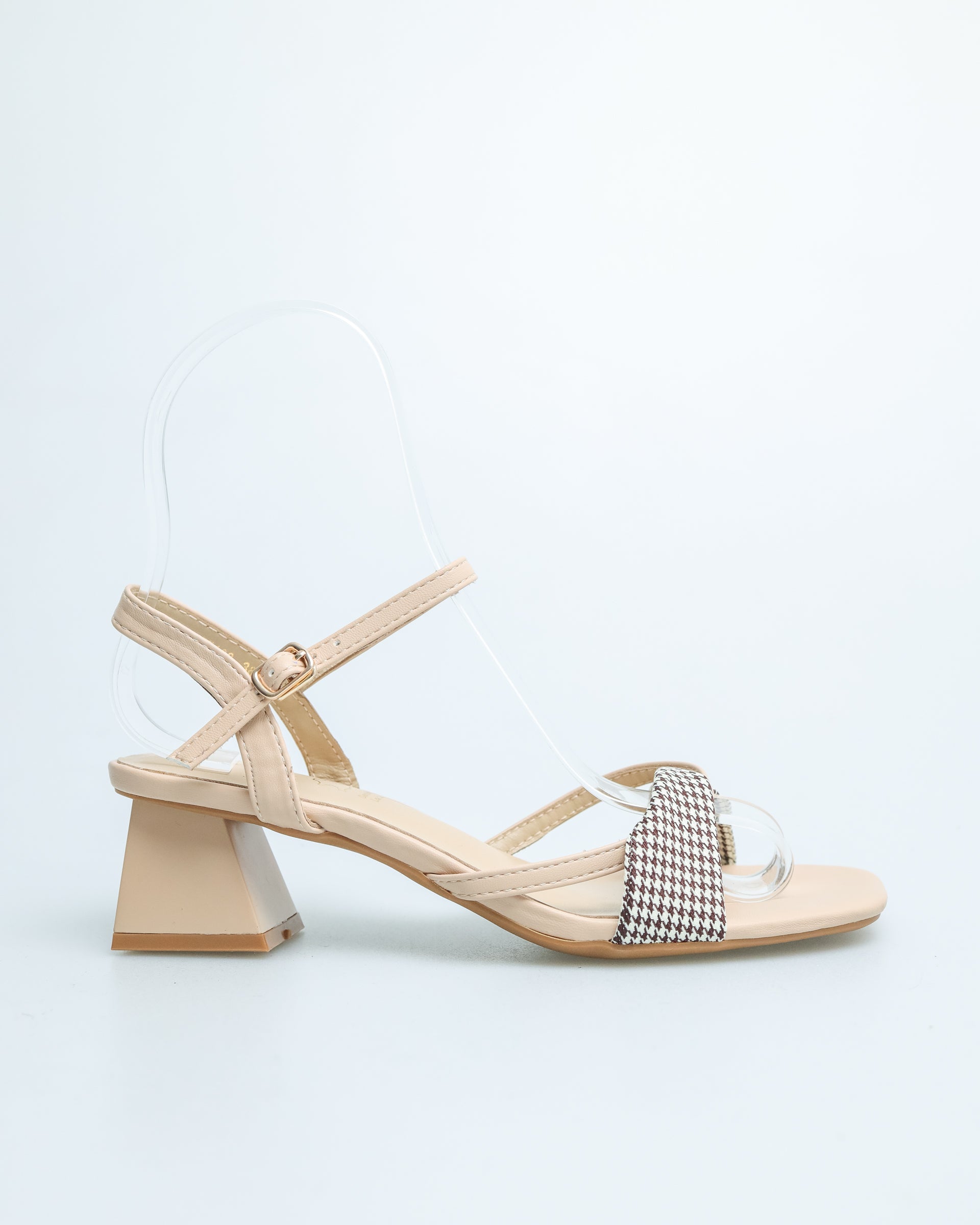 Tomaz YX108 Ladies Checkered Slingback Heels (Beige)