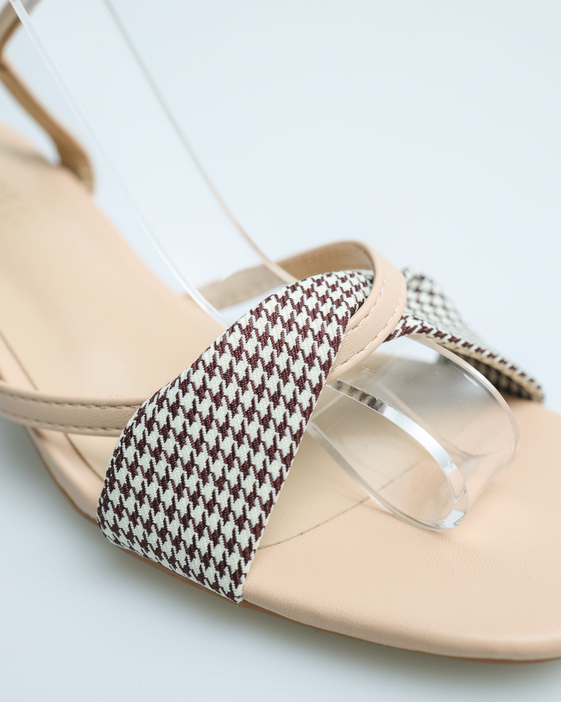 Tomaz YX108 Ladies Checkered Slingback Heels (Beige)