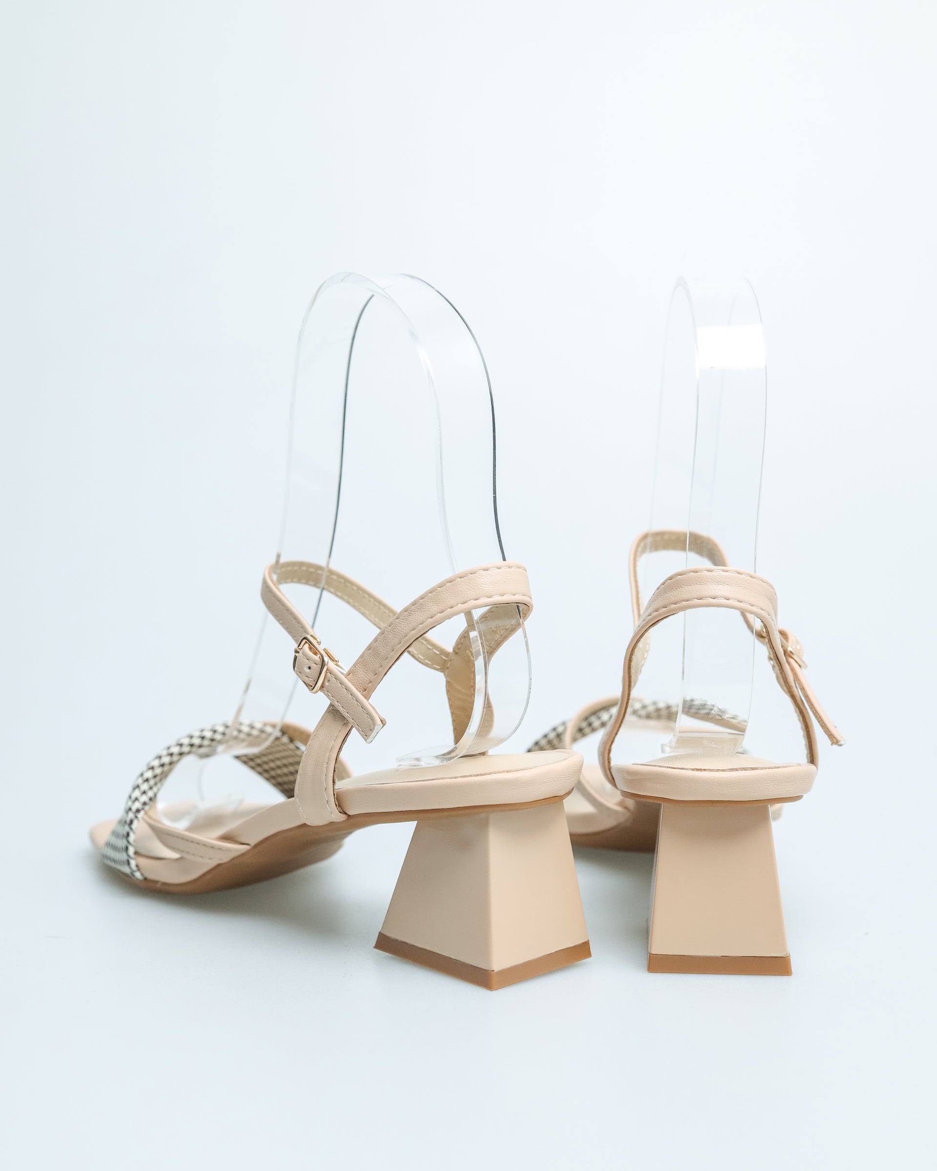 Tomaz YX108 Ladies Checkered Slingback Heels (Beige)