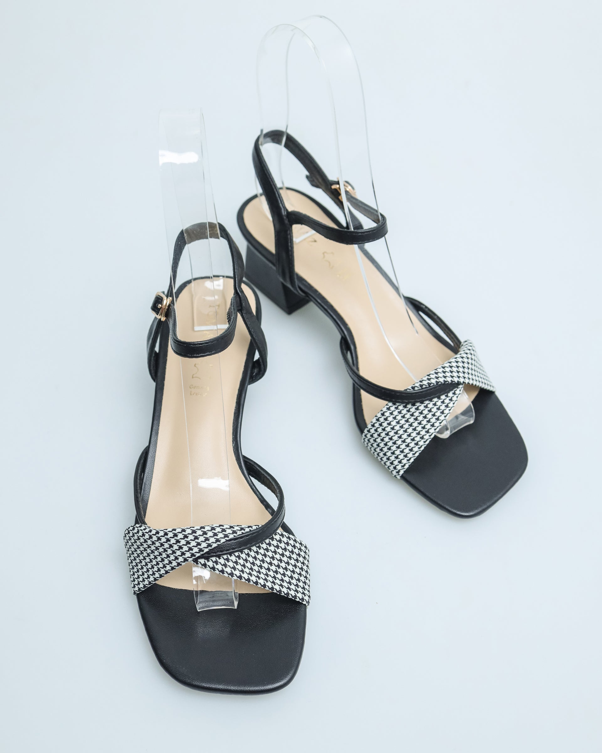 Tomaz YX108 Ladies Checkered Slingback Heels (Black)