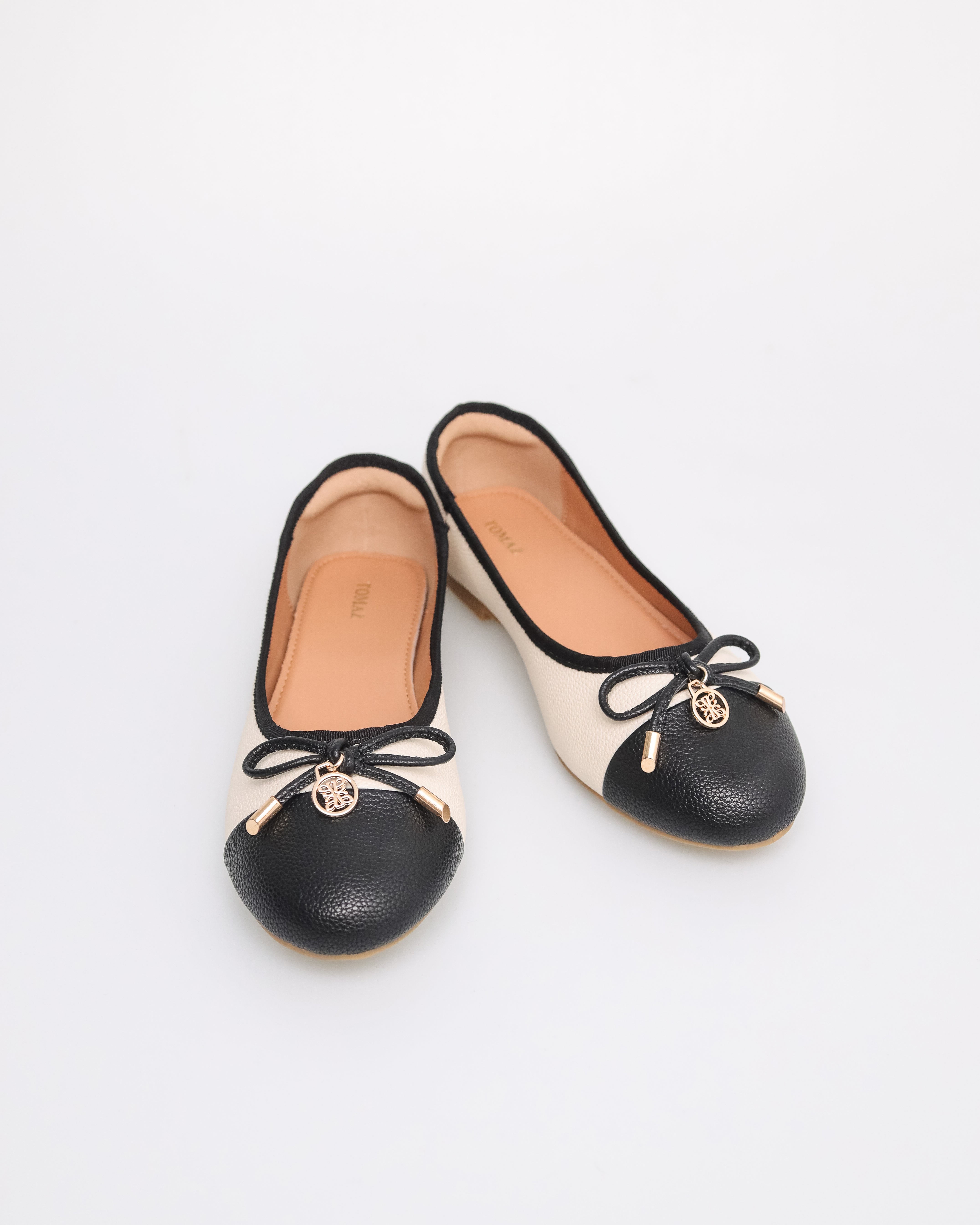 Tomaz FL048 Reben Wanita Flat Dua Tona (Beige/Hitam)