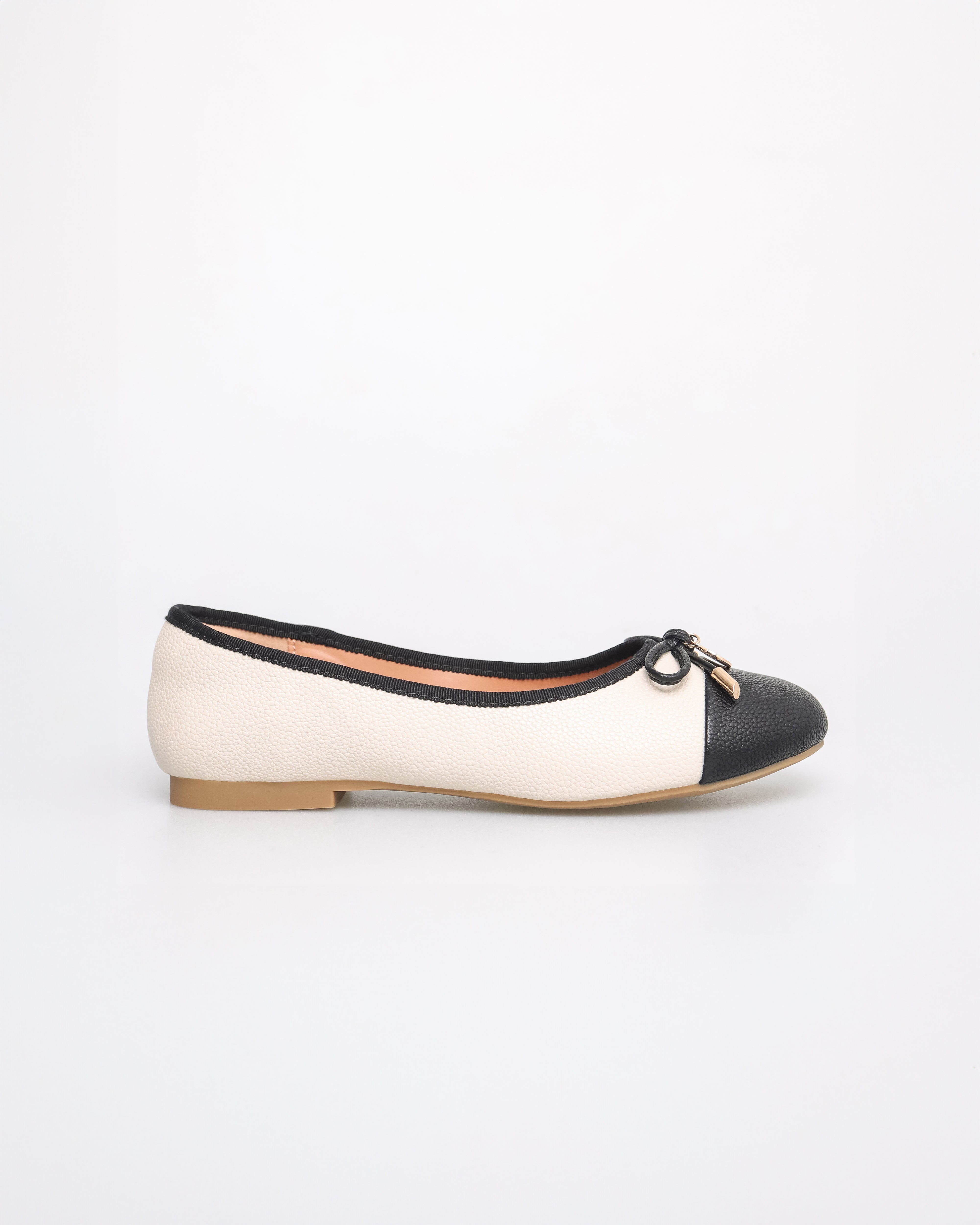 Tomaz FL048 Reben Wanita Flat Dua Tona (Beige/Hitam)