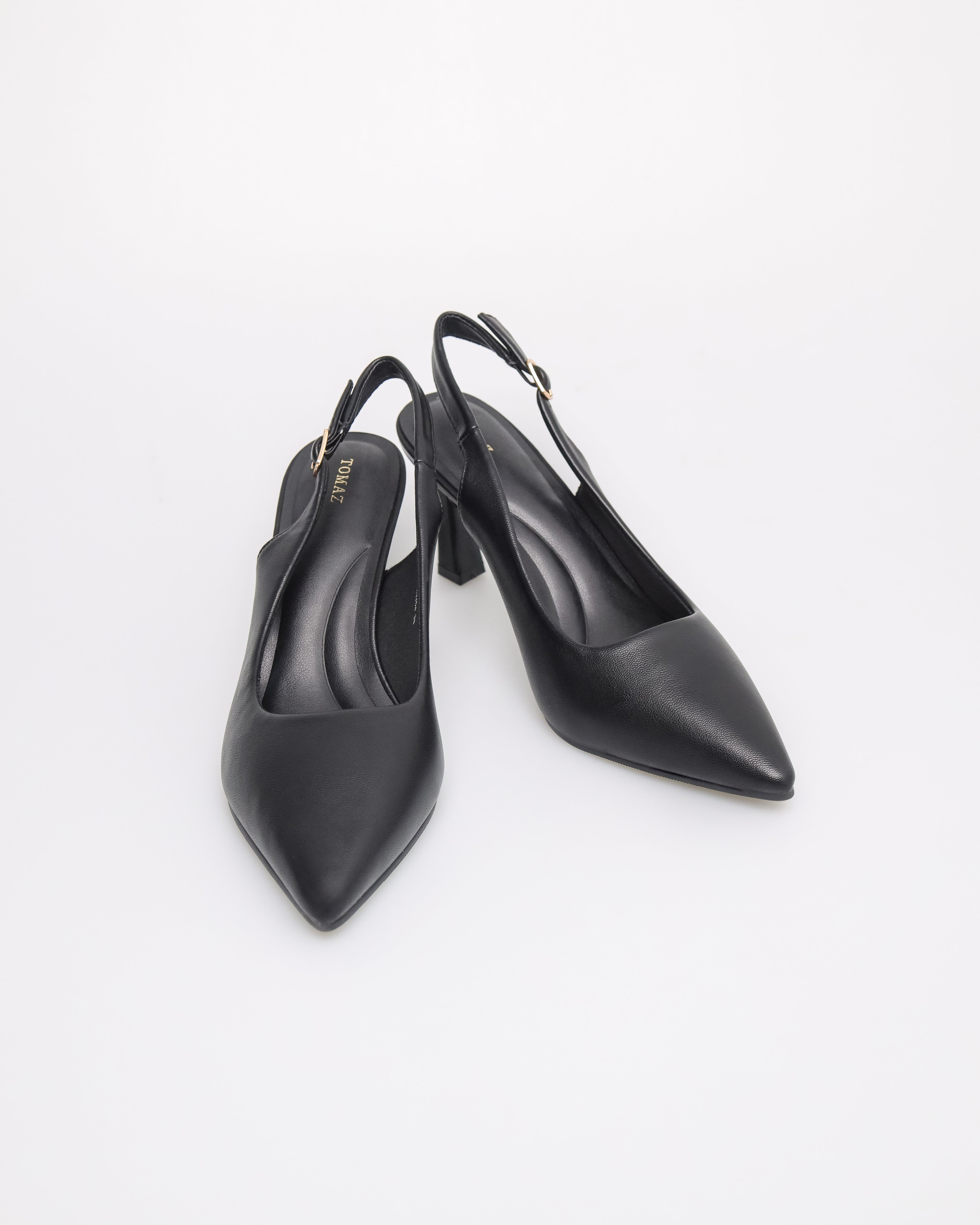 Tomaz NN354 Ladies Pointy Slingback Heels (Black)