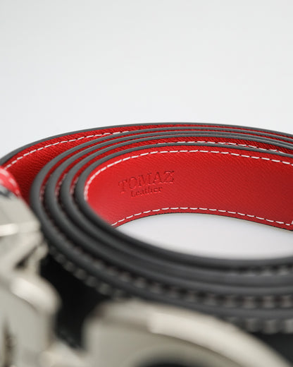 Tomaz ABL002 Ladies Split Leather Belt (Black/Red)