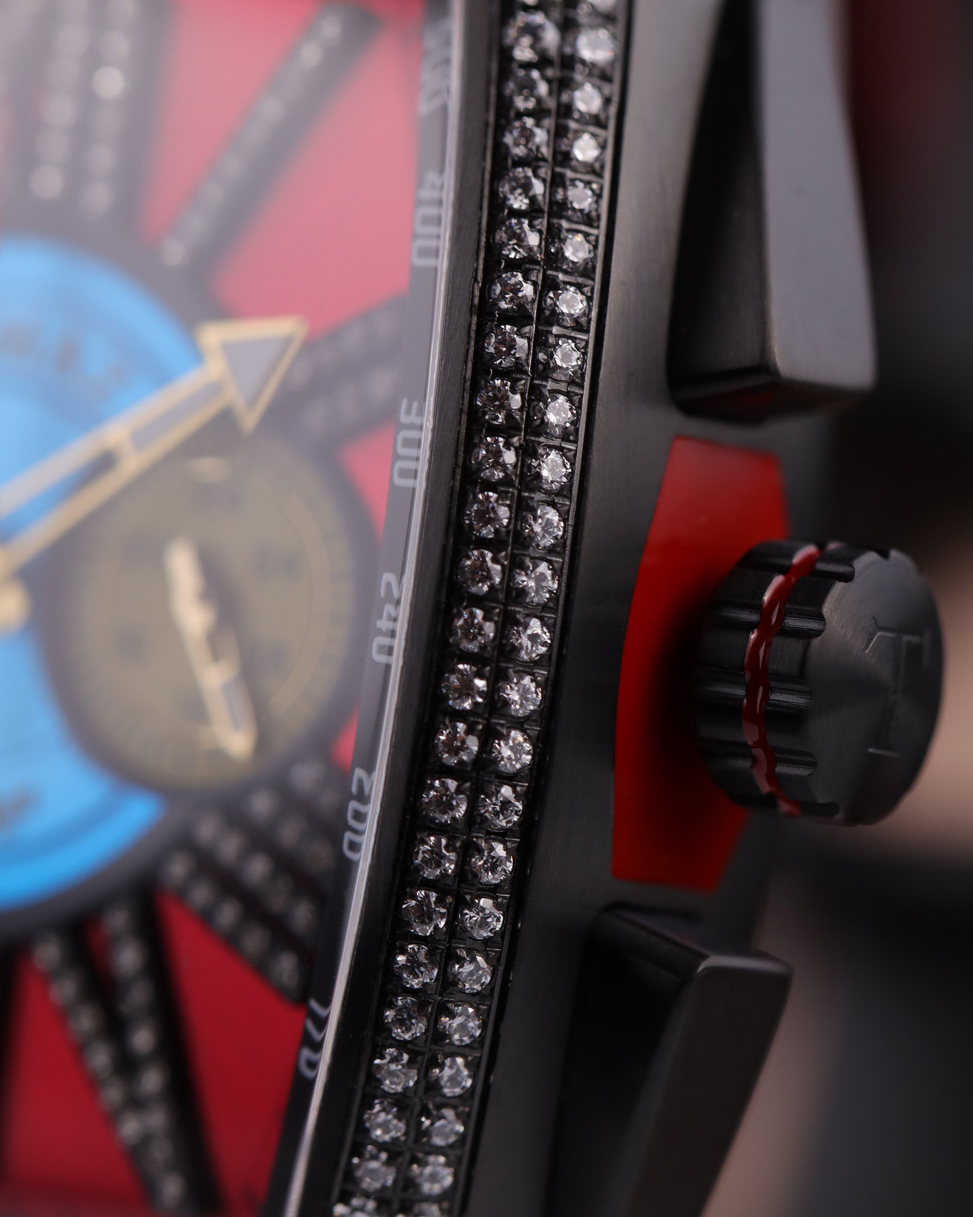 Tomaz Men's Watch TQ012A-D2 (Silver/Red) with Crystal and Red Bamboo Leather Strap