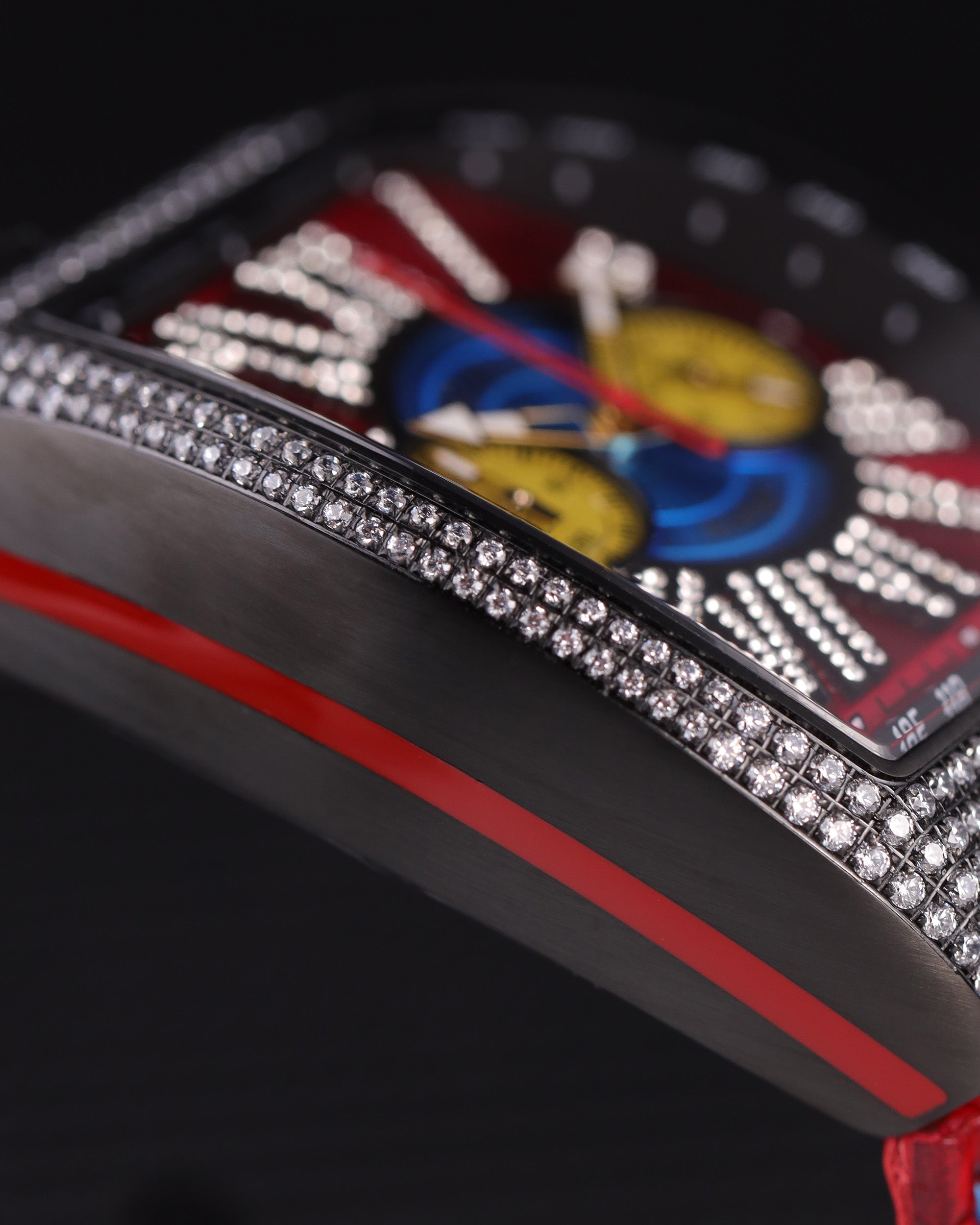 Tomaz Men's Watch TQ012A-D2 (Silver/Red) with Crystal and Red Bamboo Leather Strap