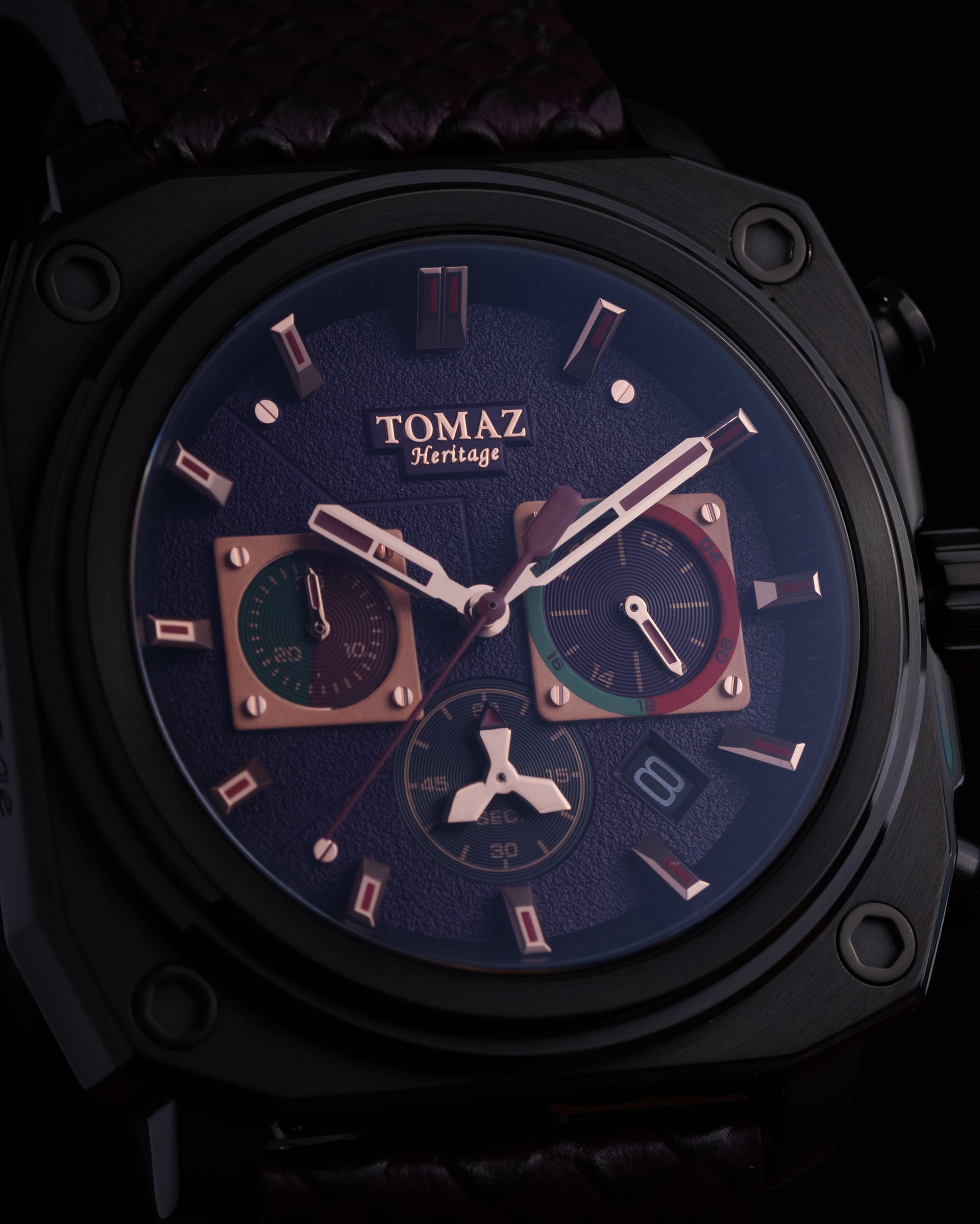 Jezper TQ021A-D7 (Hitam/Ungu) Tali Kulit Salmon Ungu