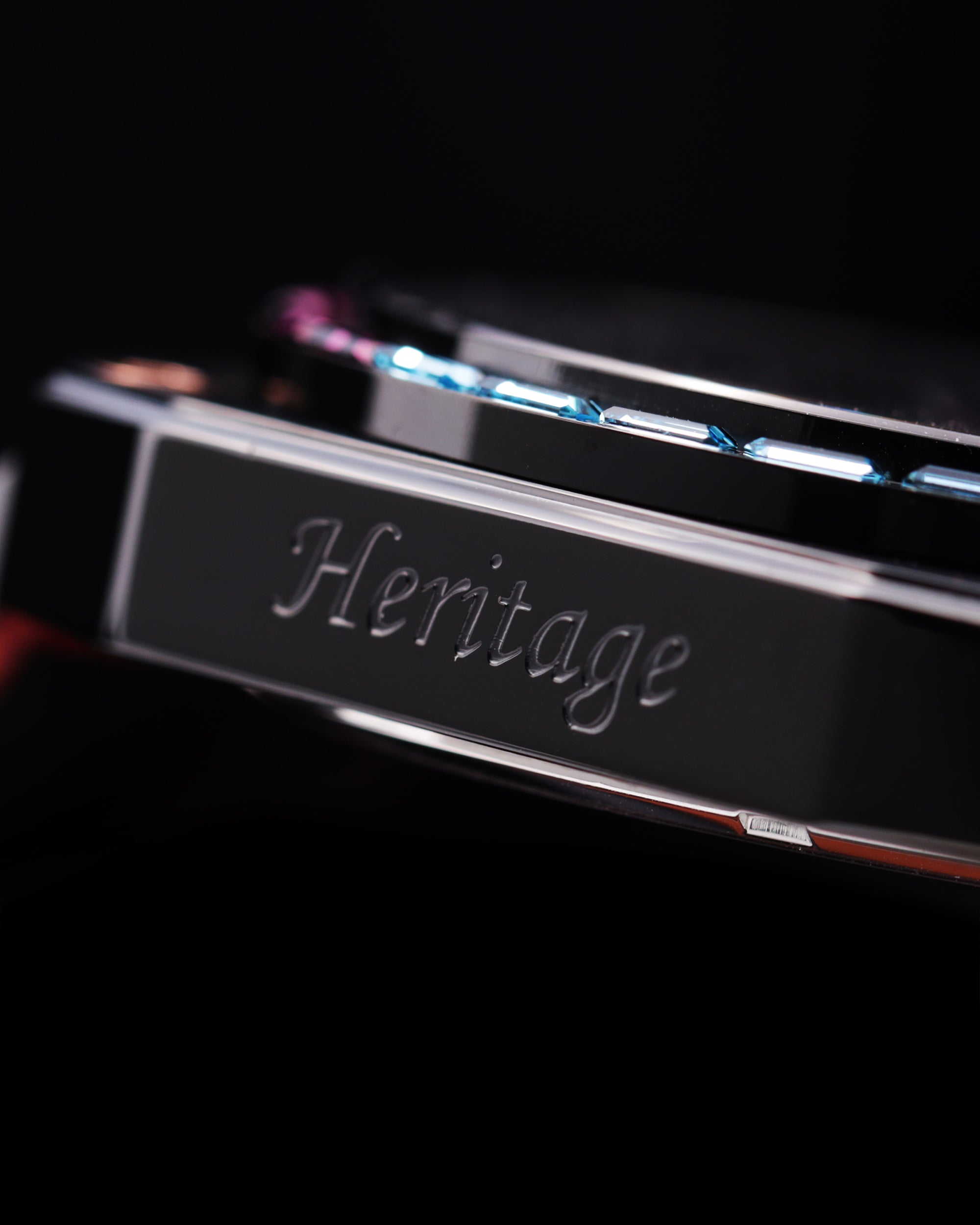Jezper Iron Men Gauntlet TQ021C-D2 (Black) with Rainbow Crystal (Red Leather Strap)