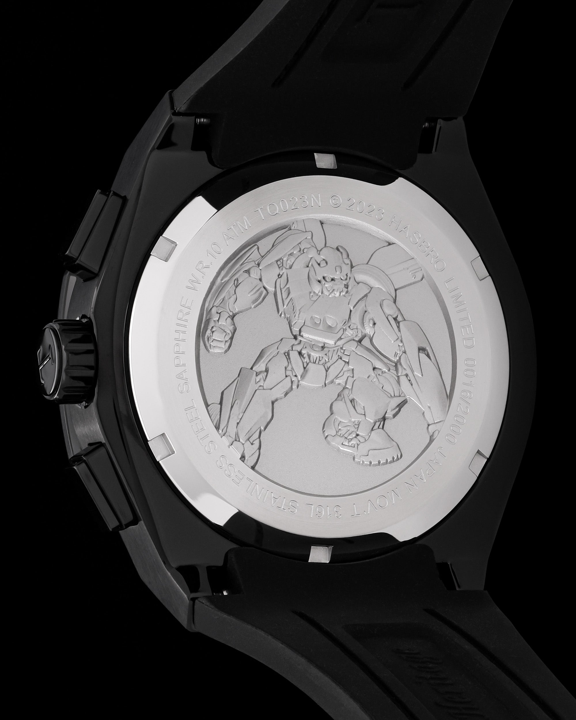 Jam Tangan Tomaz Transformers Bumblebee TQ023N-D1 (Hitam/Kuning) dengan Kulit Hitam/Kuning/Tali Getah
