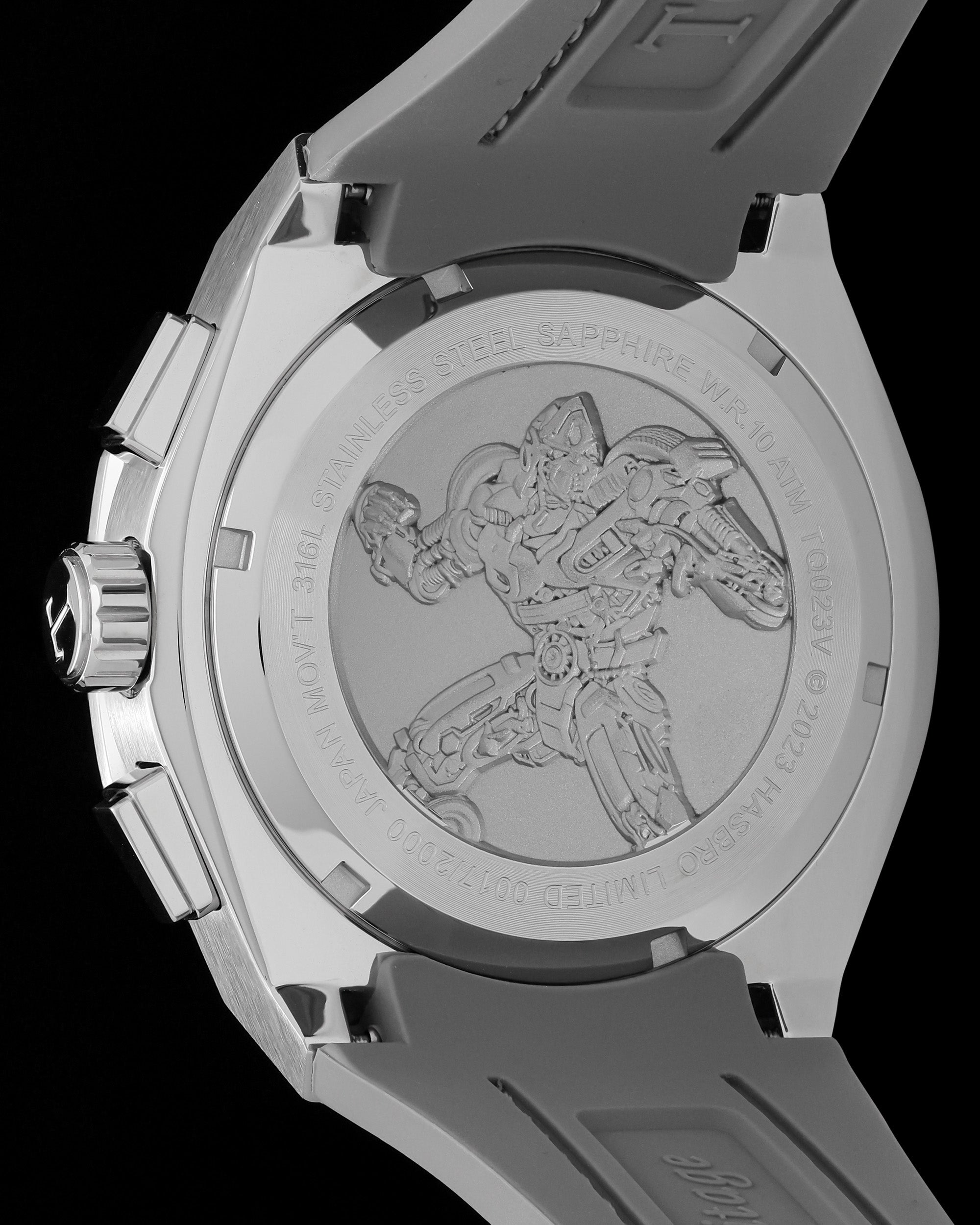 Transformer Mirage TQ023V-D1 (Silver/Black) with Blue Crystal (Grey Leather Strap)