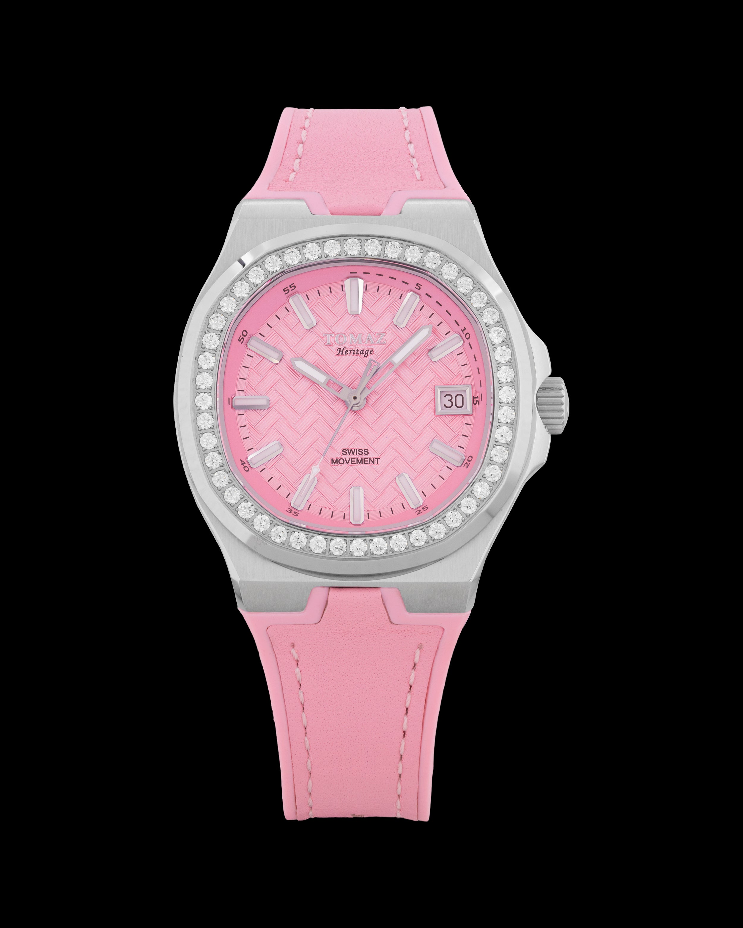 Tomaz Ladies Watch TQ029L-D21 (Silver/Pink) with Crystal and Pink Rubber Strap