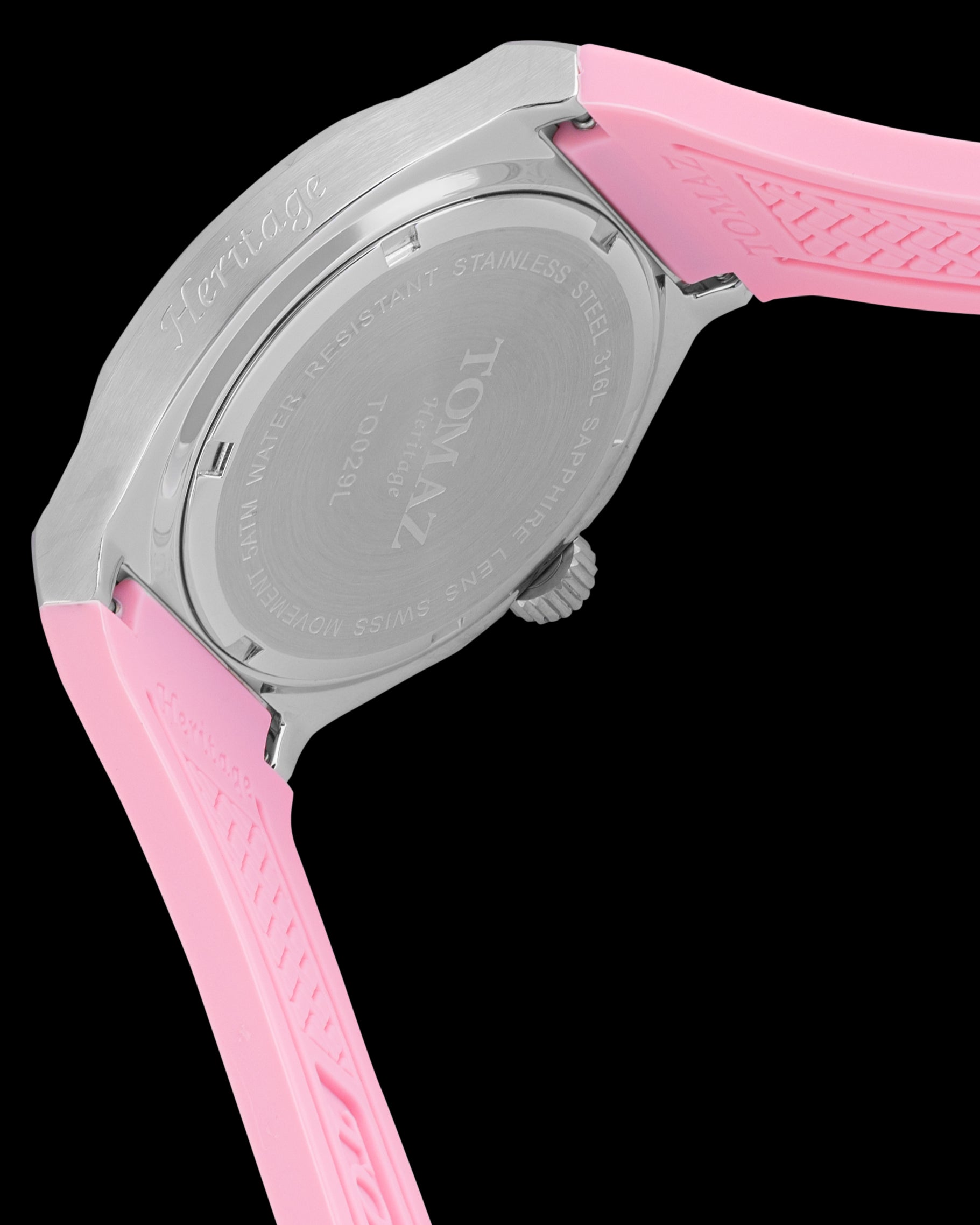 Tomaz Ladies Watch TQ029L-D21 (Silver/Pink) with Crystal and Pink Rubber Strap