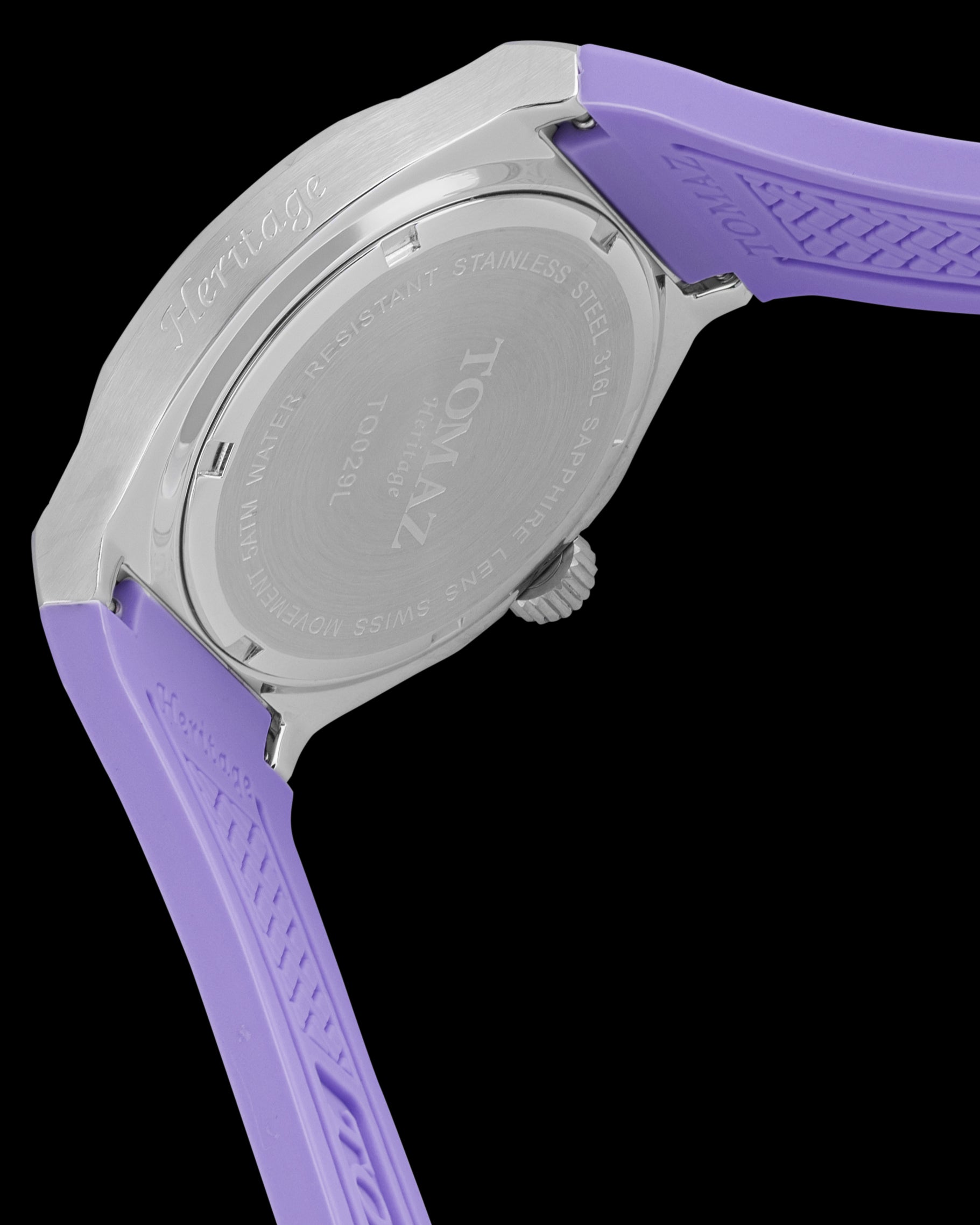 Jam Tangan Wanita Tomaz TQ029L-D22 (Perak/Ungu Muda) dengan Tali Getah Kristal dan Ungu Muda