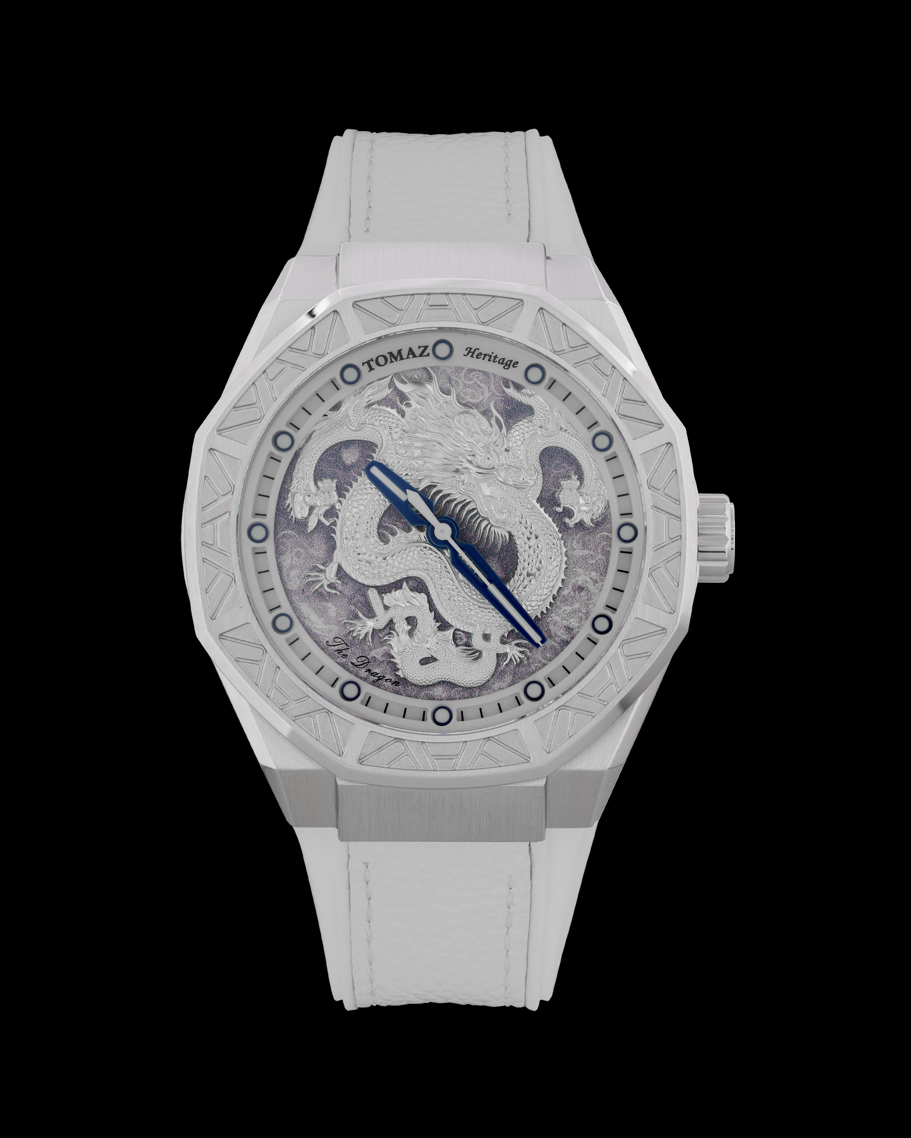 Romeo XL Dragon TQ030-3D4 White Rubber Leather Strap