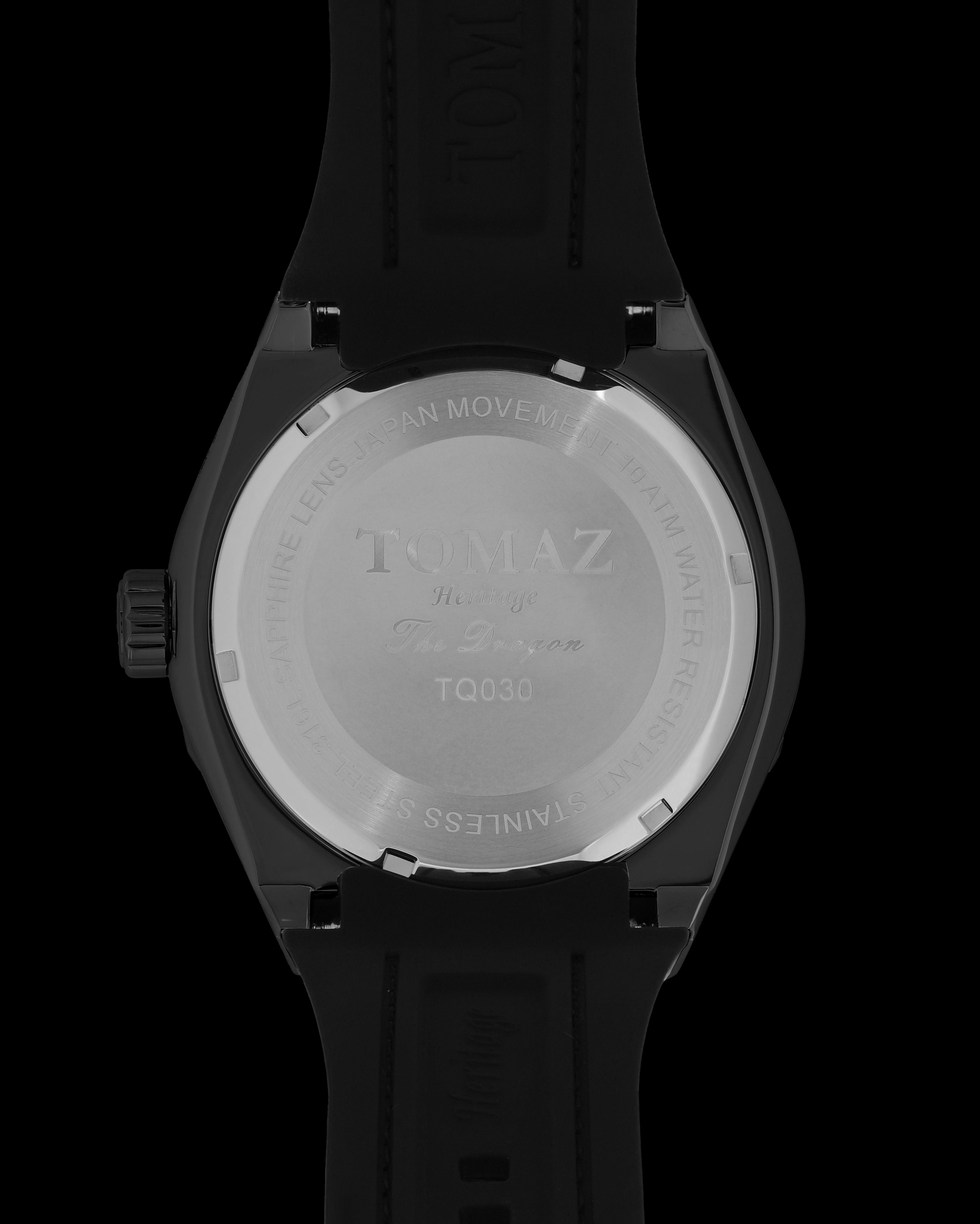 Romeo XL Dragon TQ030-D7A (Black) and Black Rubber Leather Strap