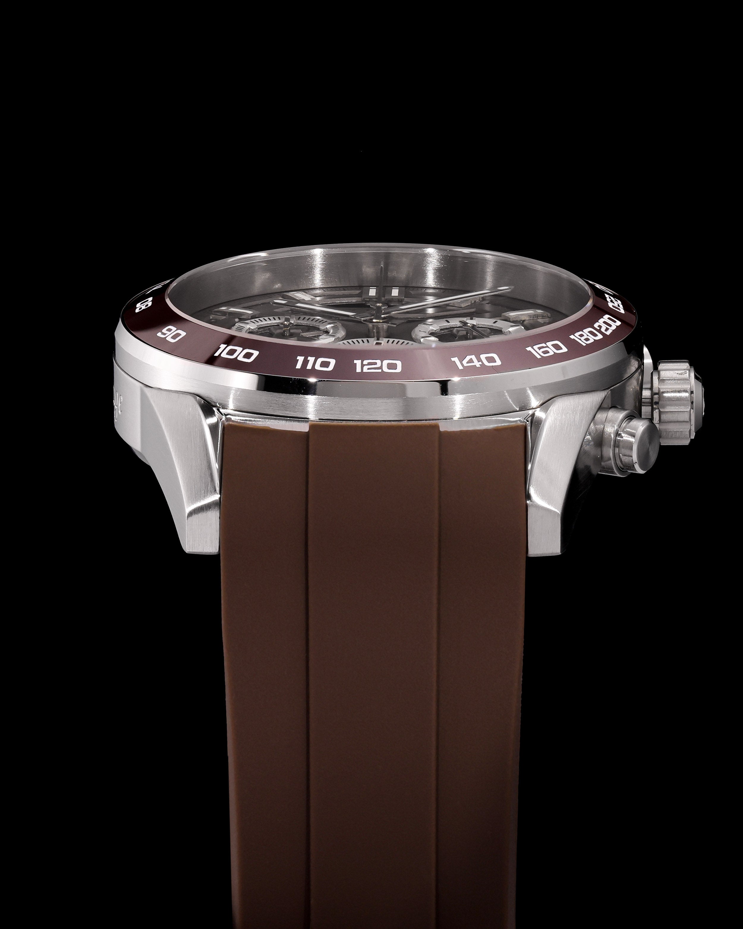 Tomaz Men's Driver Watch TQ031-D14 (Silver/Brown) with Brown Silicone Strap