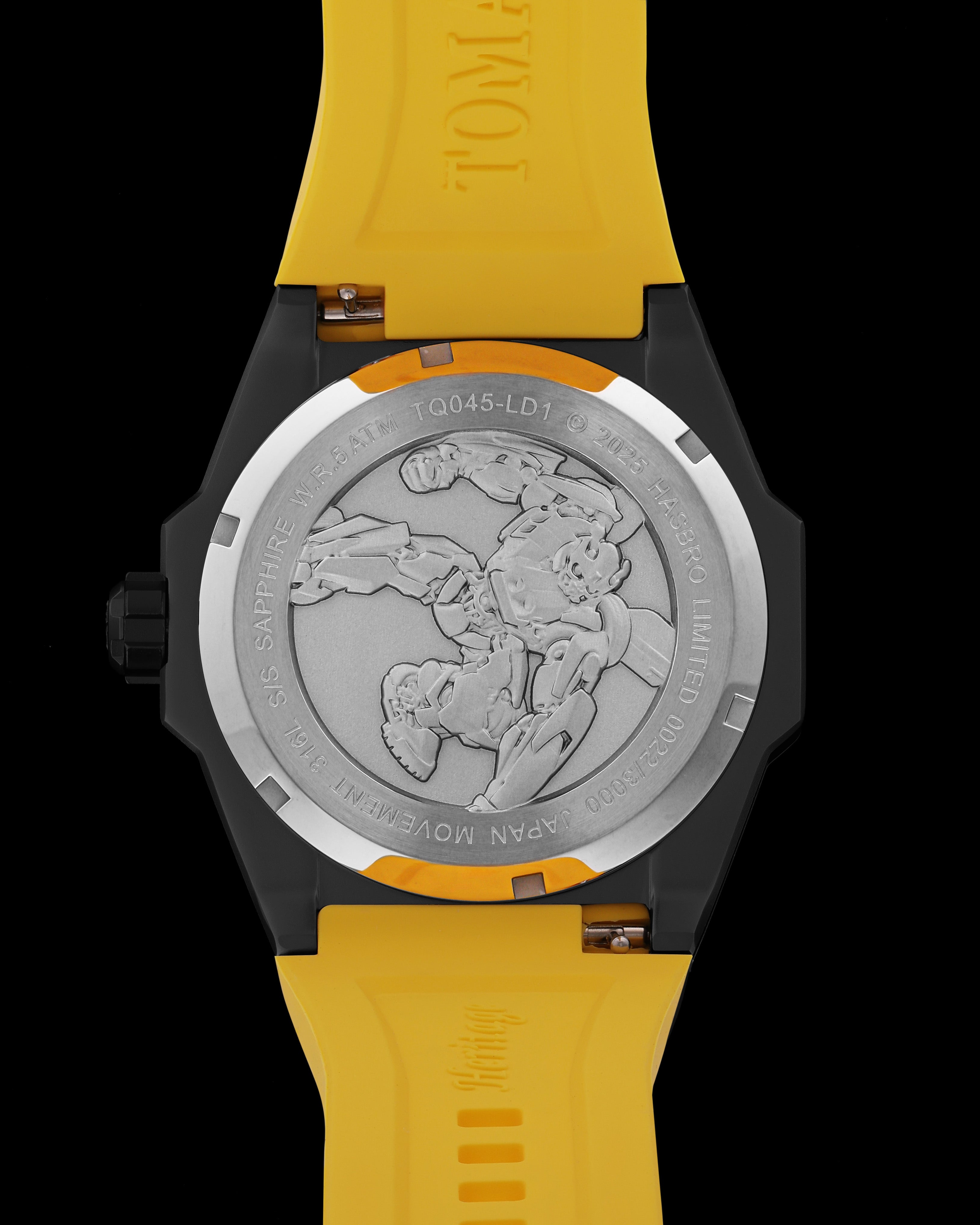 Transformer Bumblebee TQ045-LD1 (Silver/Yellow/Black) with Yellow Silicone Strap