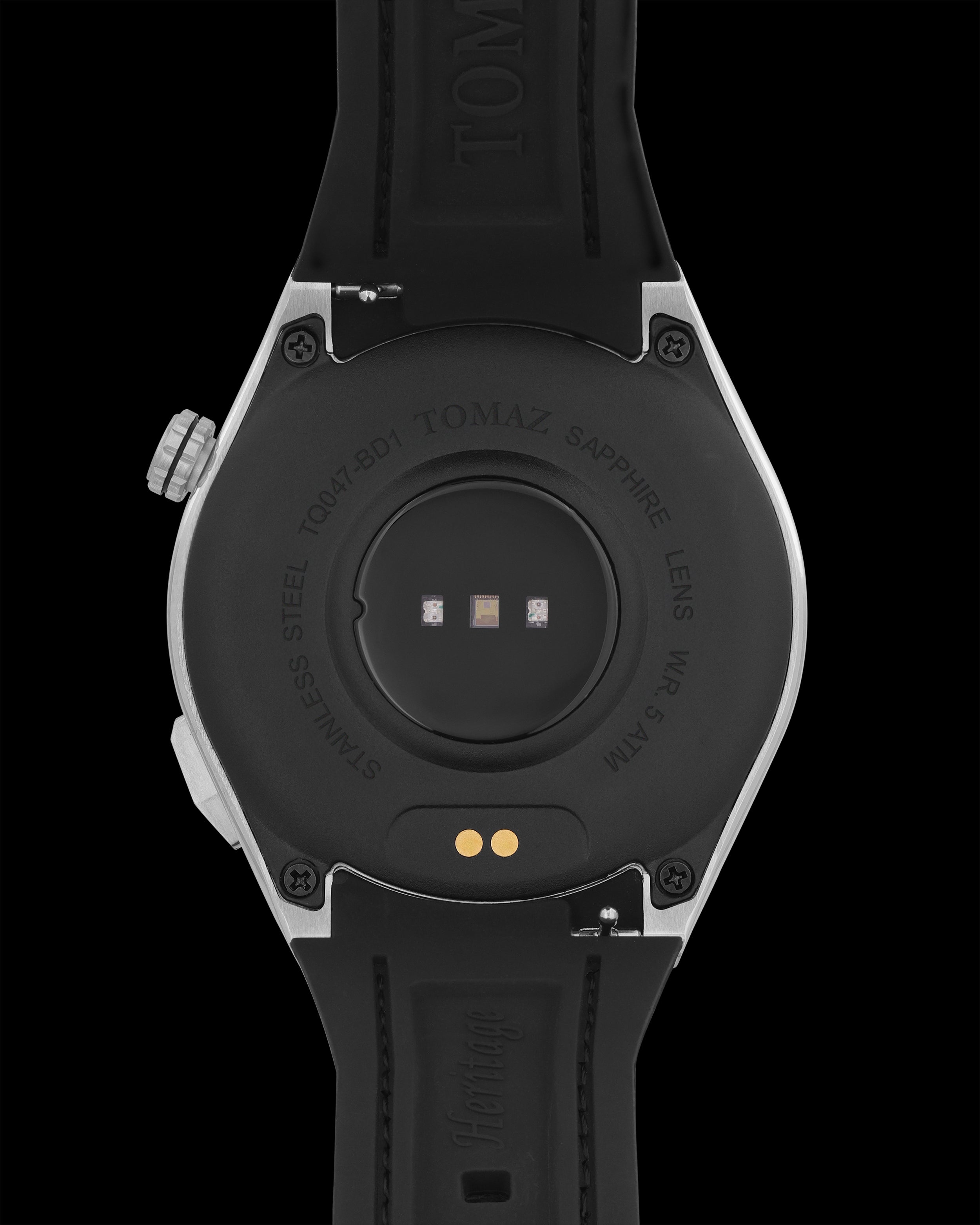 Tomaz Smartwatch TQ047-BD1 (Silver/Black) with Black Rubber Leather Strap