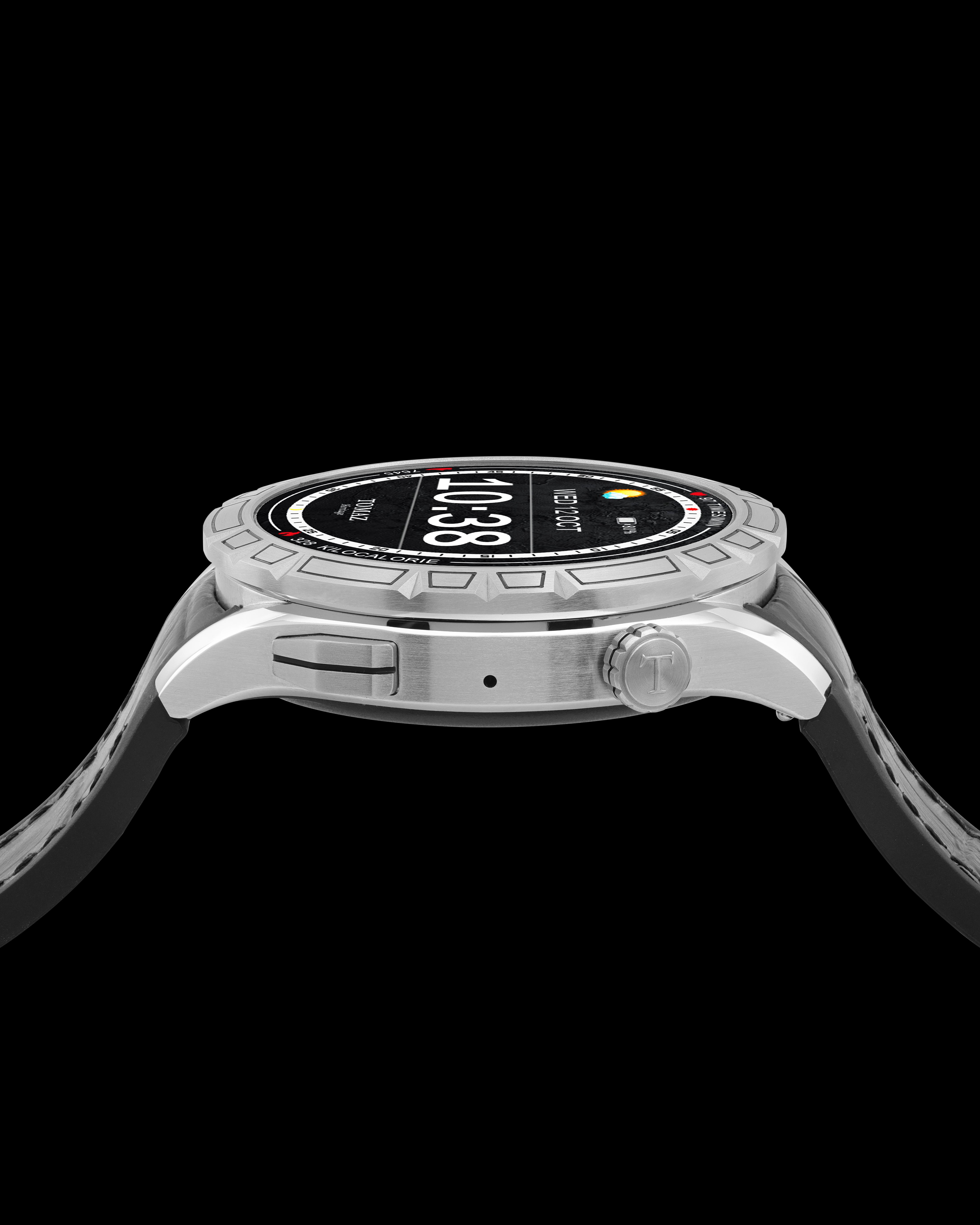 Tomaz Smartwatch TQ047-BD1 (Silver/Black) with Black Rubber Leather Strap