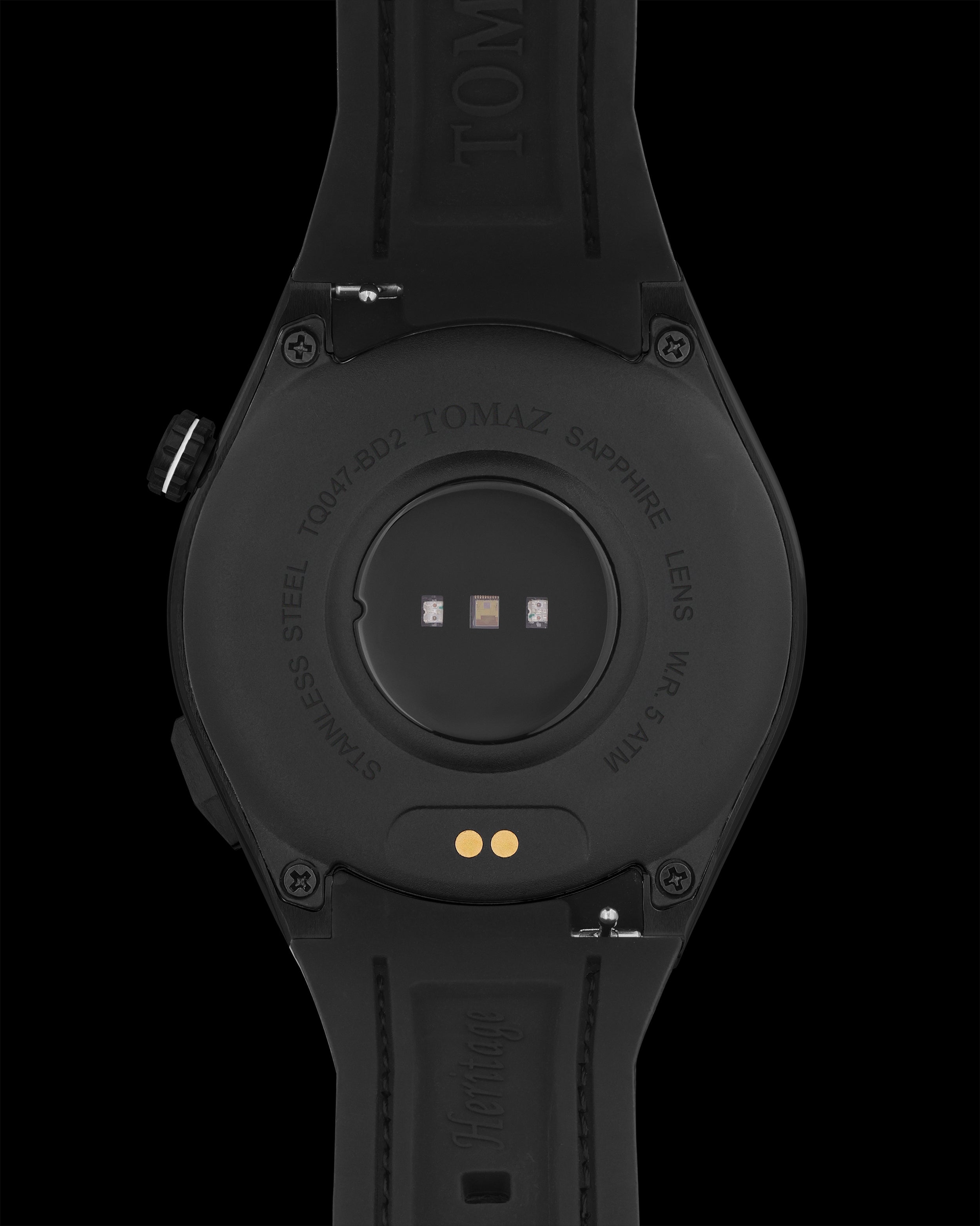Tomaz Smartwatch TQ047-BD2 (Black) with Black Rubber Leather Strap
