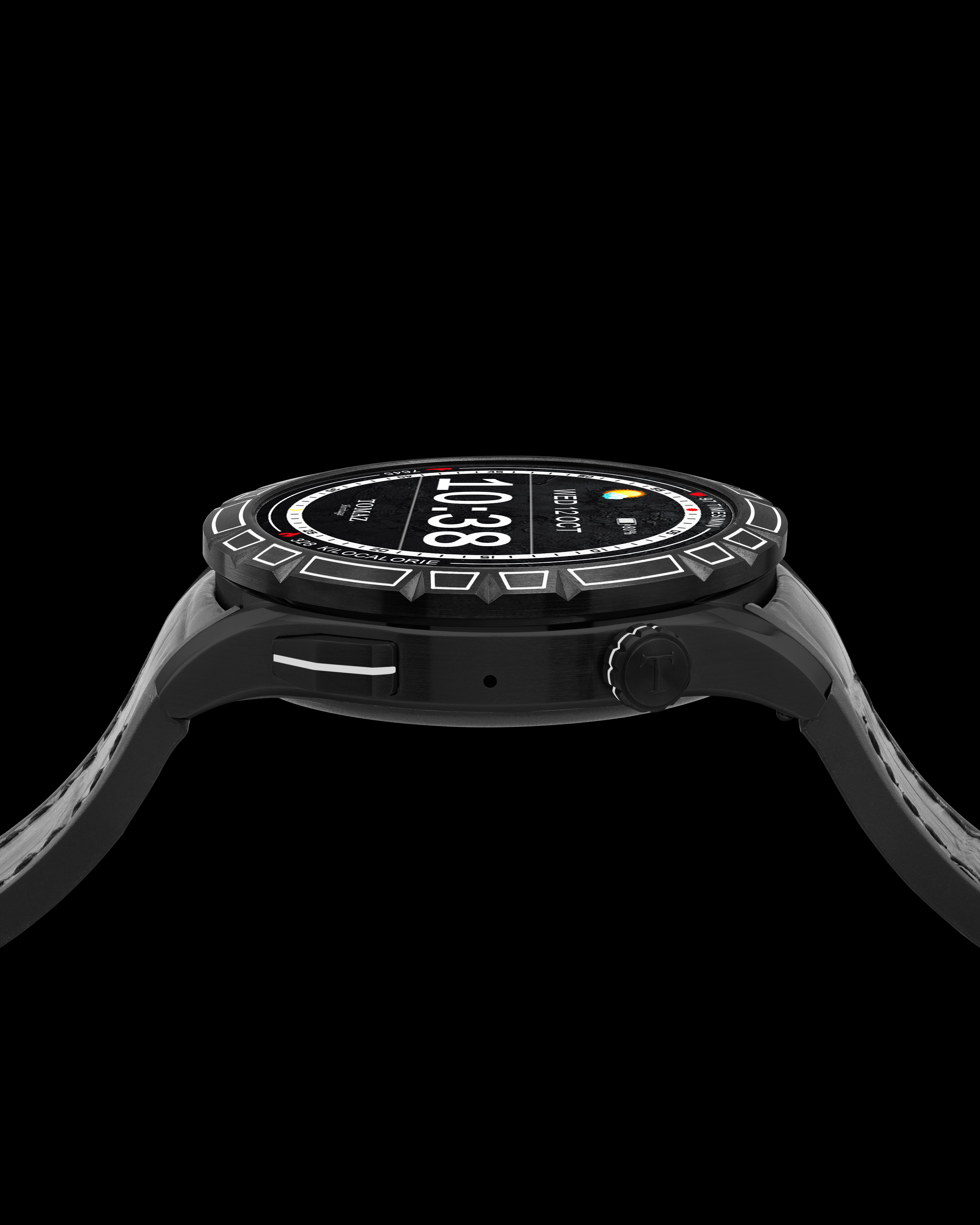 Tomaz Smartwatch TQ047-BD2 (Black) with Black Rubber Leather Strap