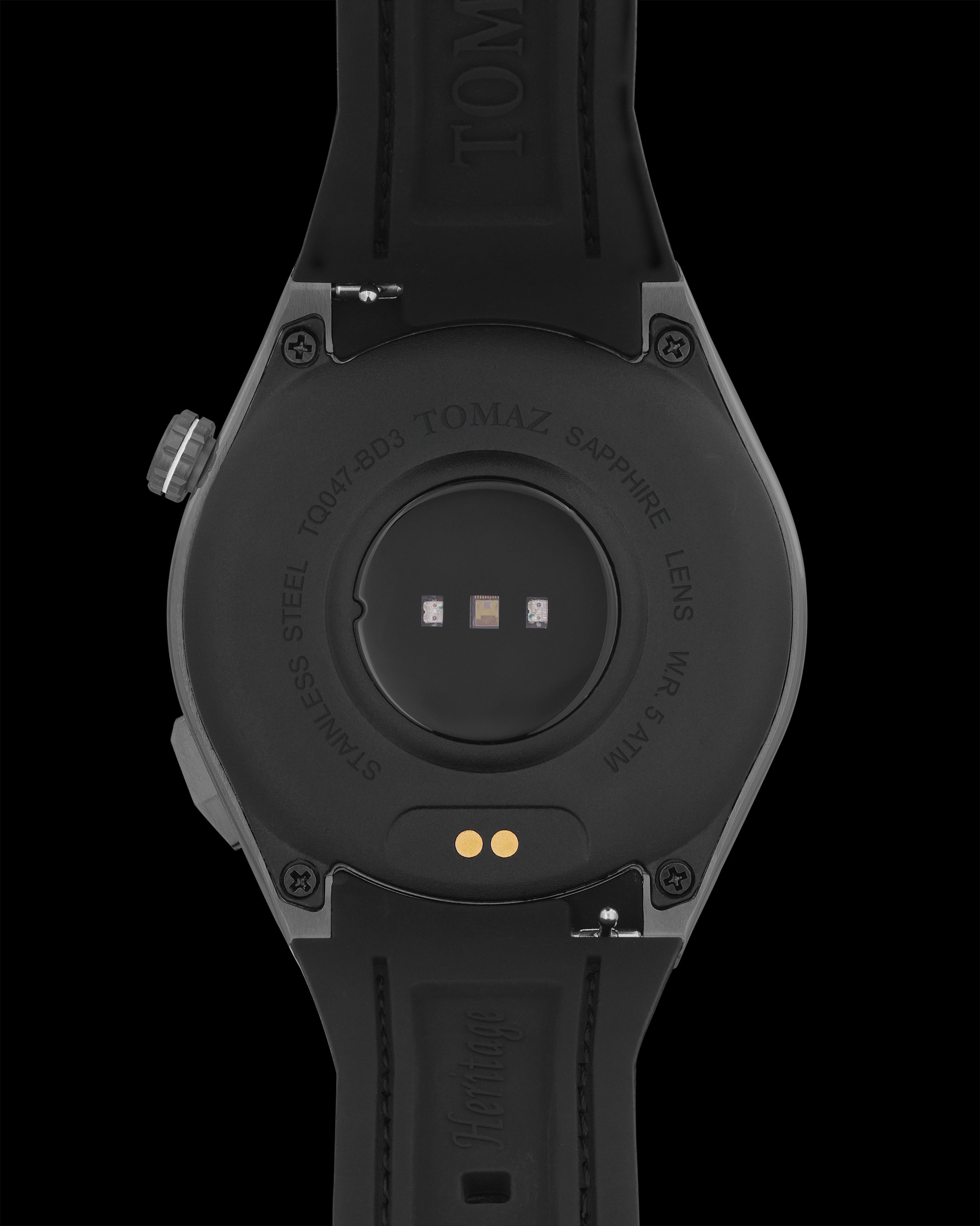 Tomaz Smartwatch TQ047-BD3 (Metal Gun/Black) with Black Rubber Leather Strap