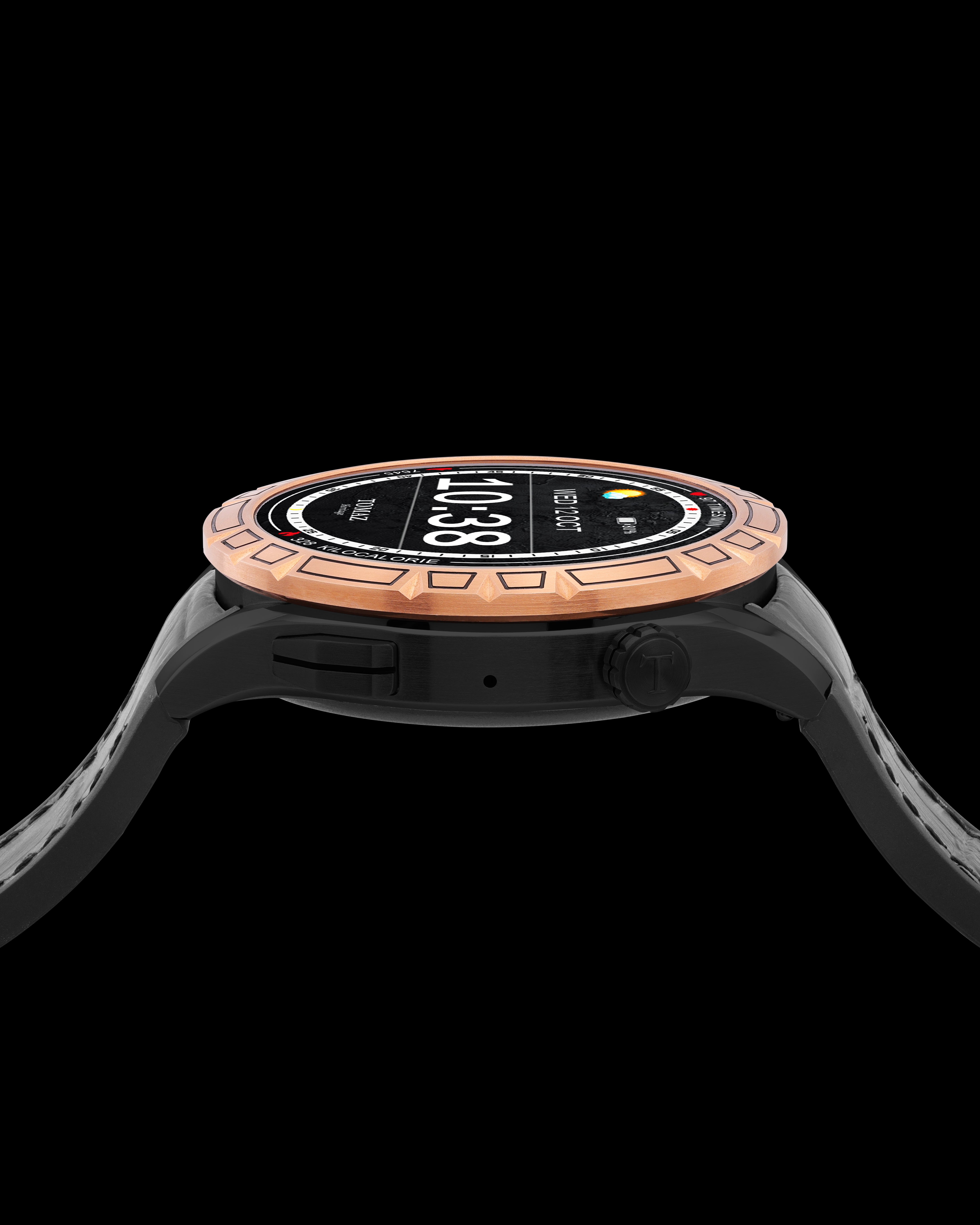 Tomaz Smartwatch TQ047-BD4 (Gold) with Black Rubber Leather Strap