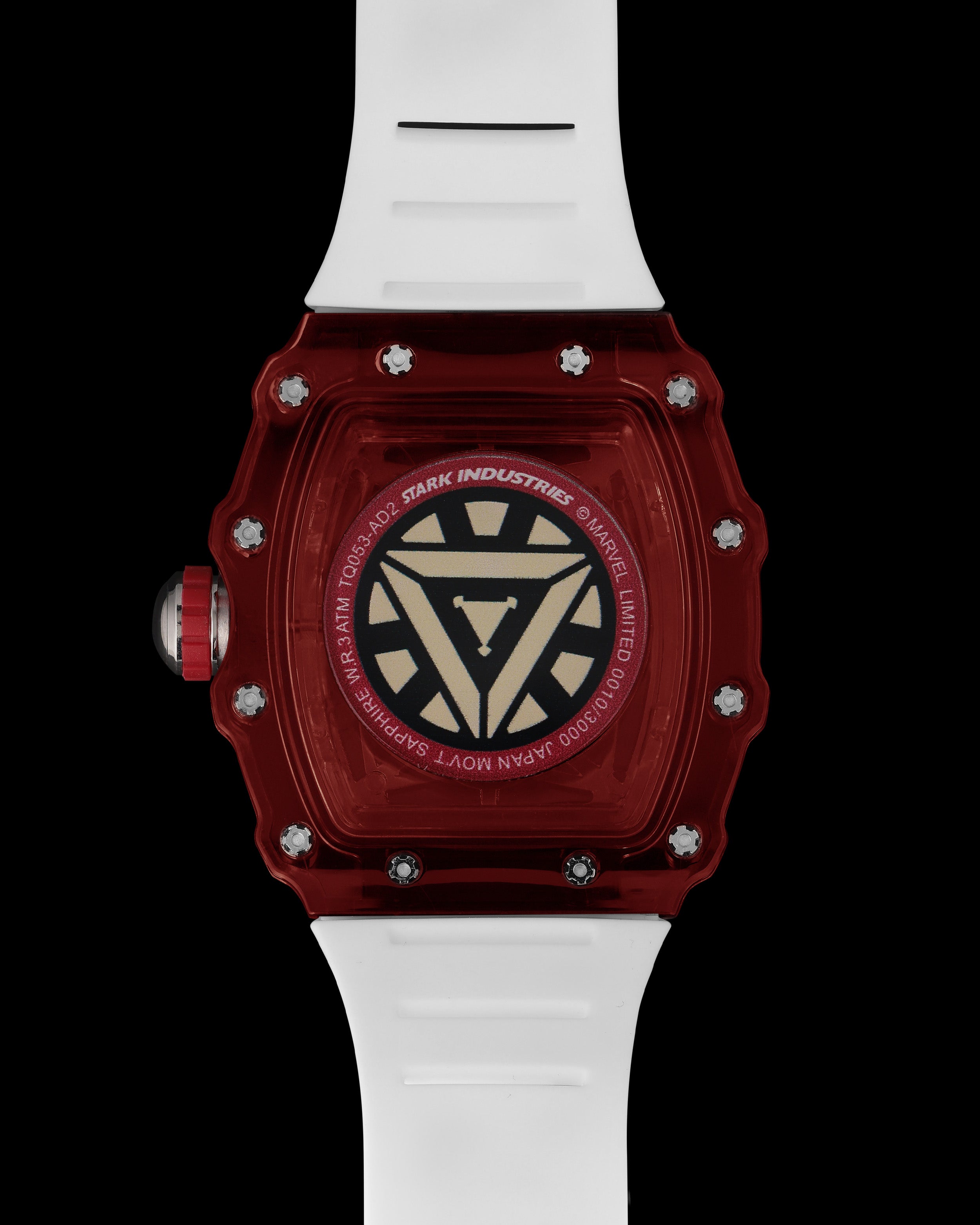Turbo oleh Tomaz - Stark Industries Edition TQ053-AD2 (Merah/Putih) dengan Tali Kulit Getah Putih