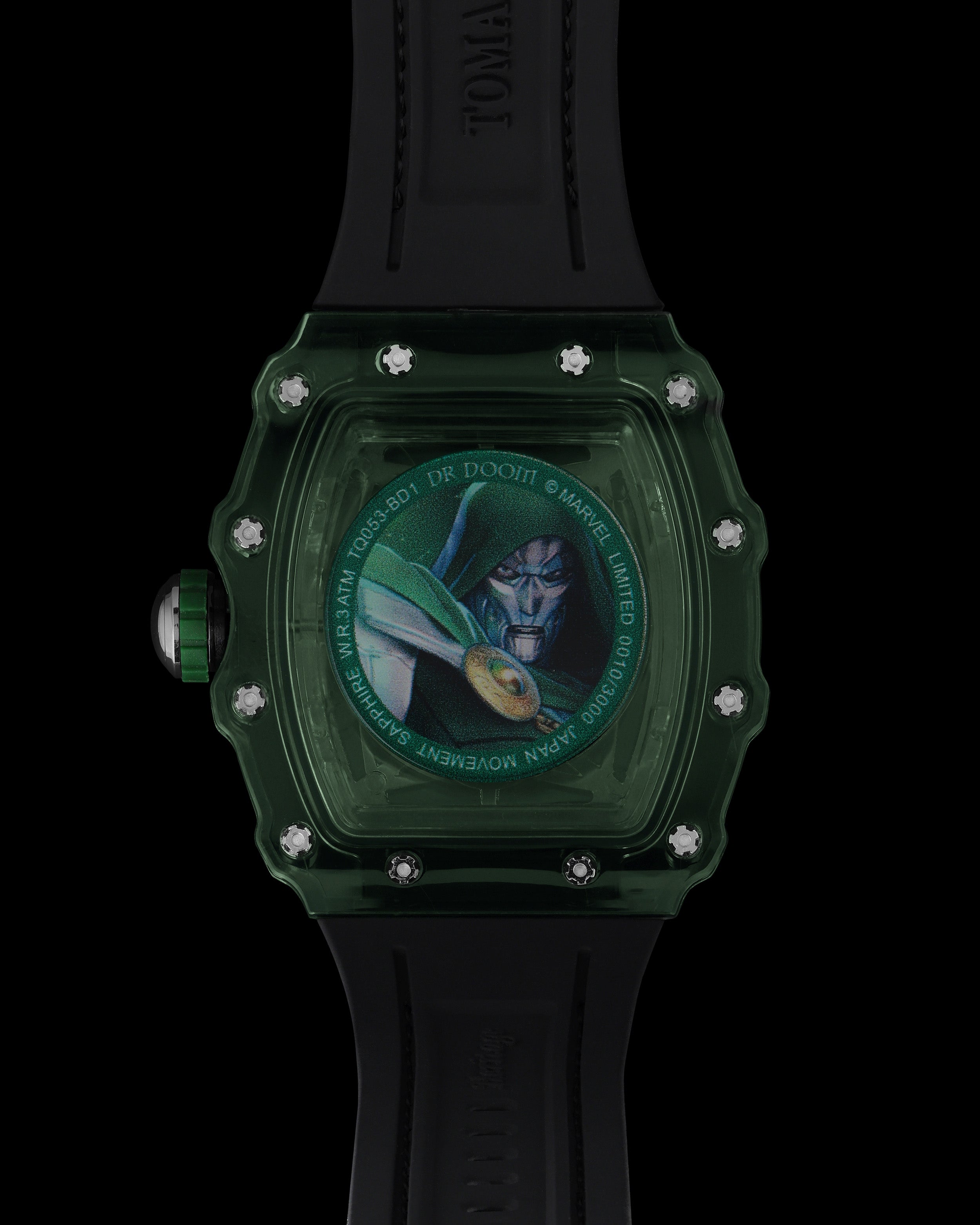 Turbo oleh Tomaz - Edisi Doctor Doom TQ053-BD1 (Hijau/Kelabu) dengan Tali Kulit Getah Hitam