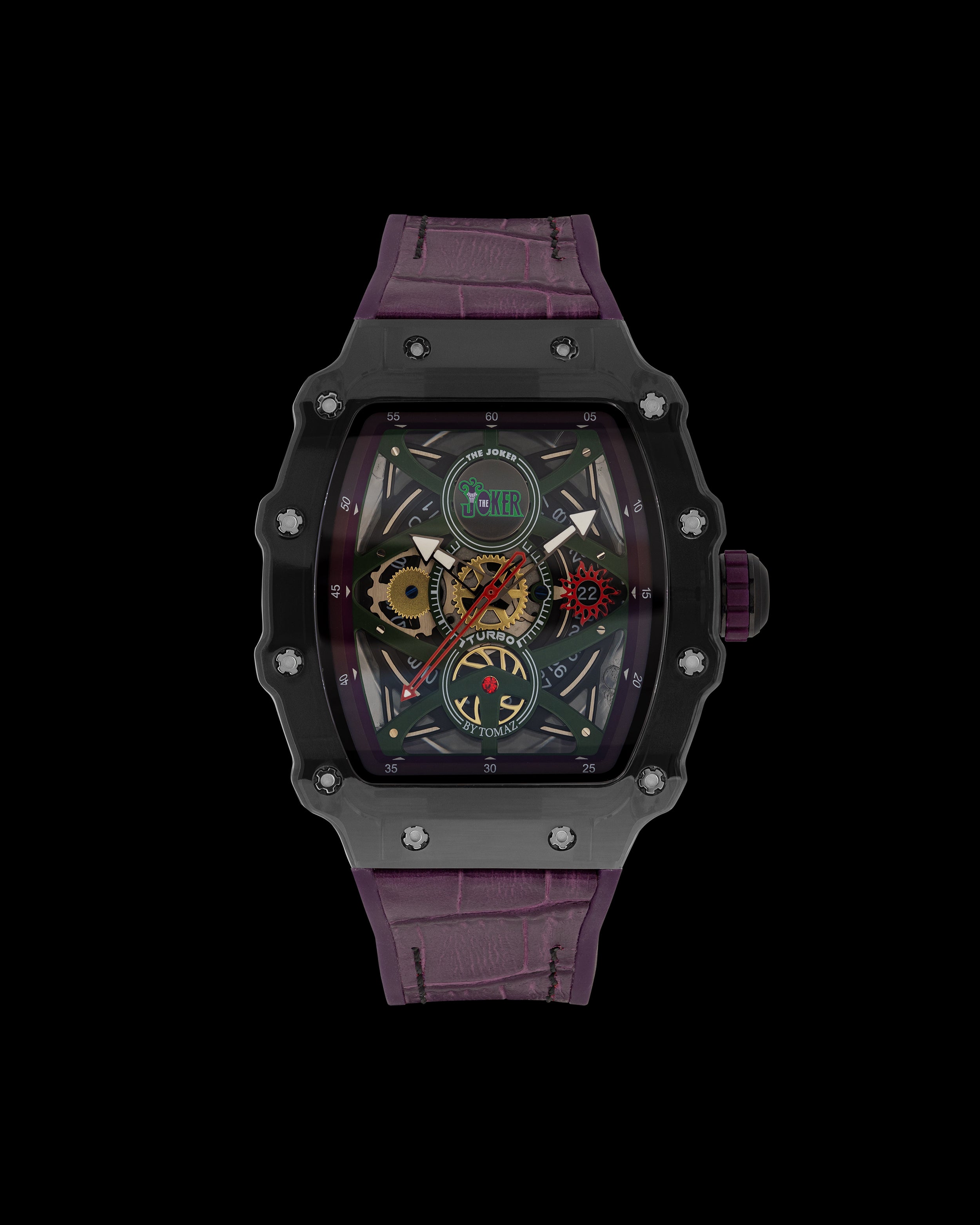 Turbo oleh Tomaz - Edisi Joker TQ053-FD2 (Kelabu/Hitam/Ungu) dengan Tali Kulit Getah Ungu