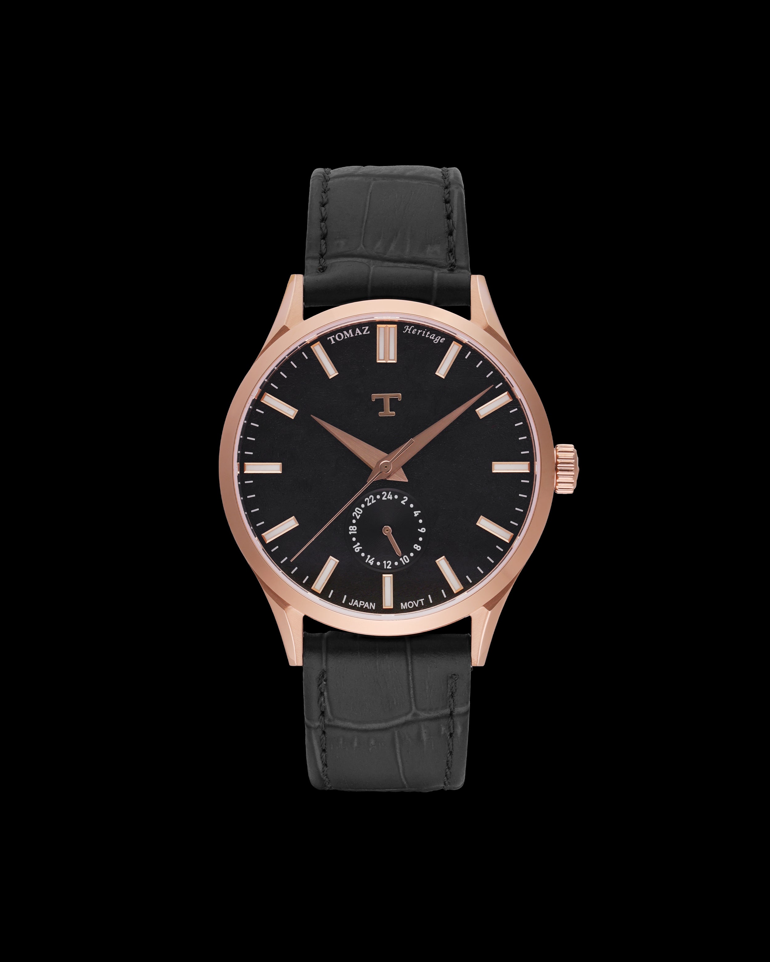 #color_rosegold/black + black leather strap