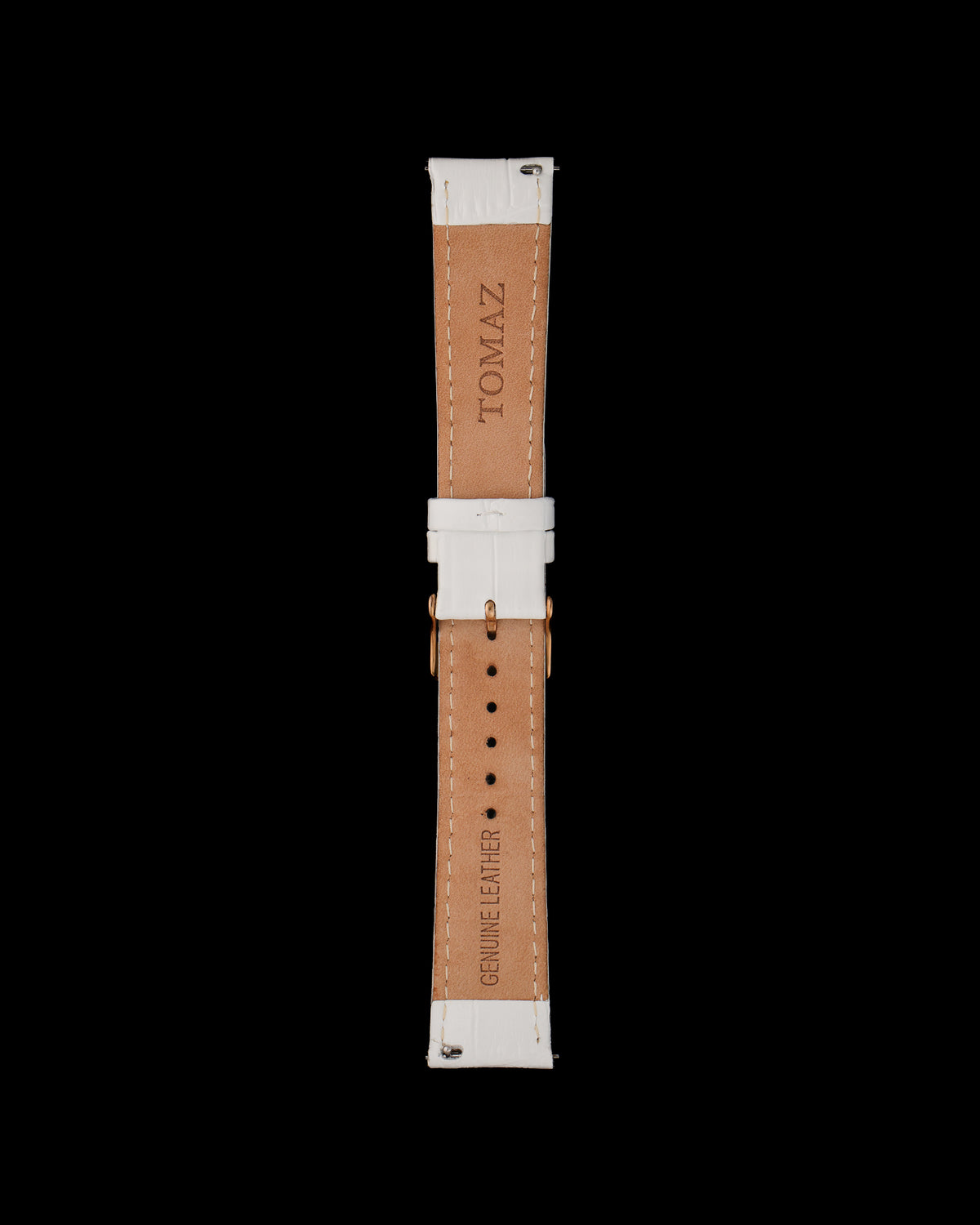 Tomaz TS1-1A Leather Bamboo 20mm Watch Strap (White)