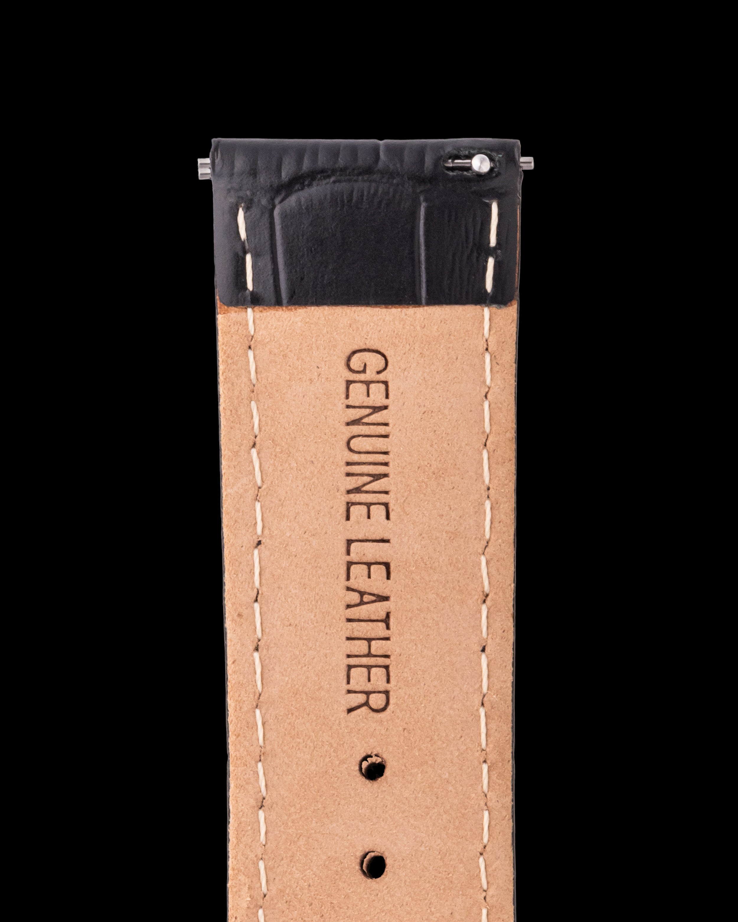 Tomaz TS1-1A Leather Bamboo 22mm Watch Strap (Black)