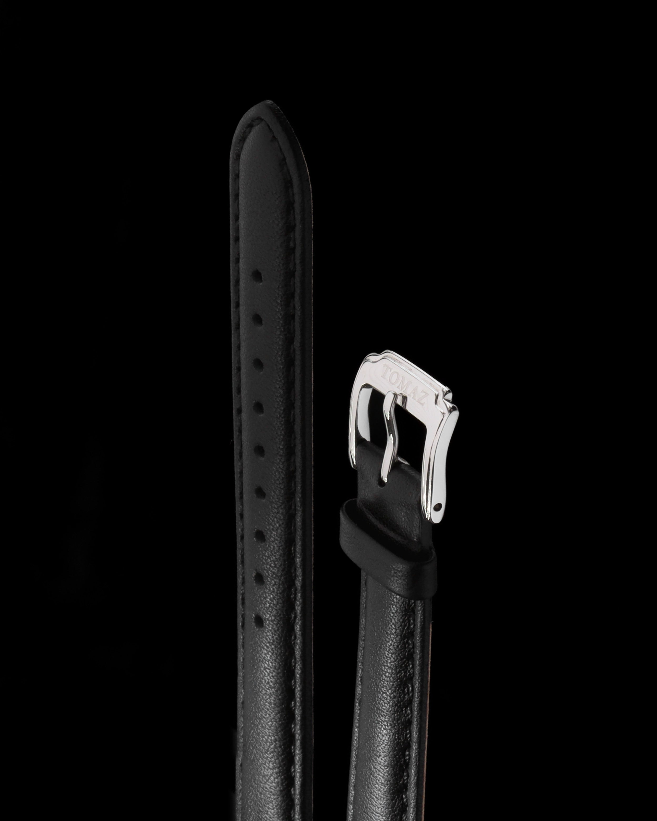 Tomaz TS1A-1B Leather Plain 16mm Watch Strap (Black)