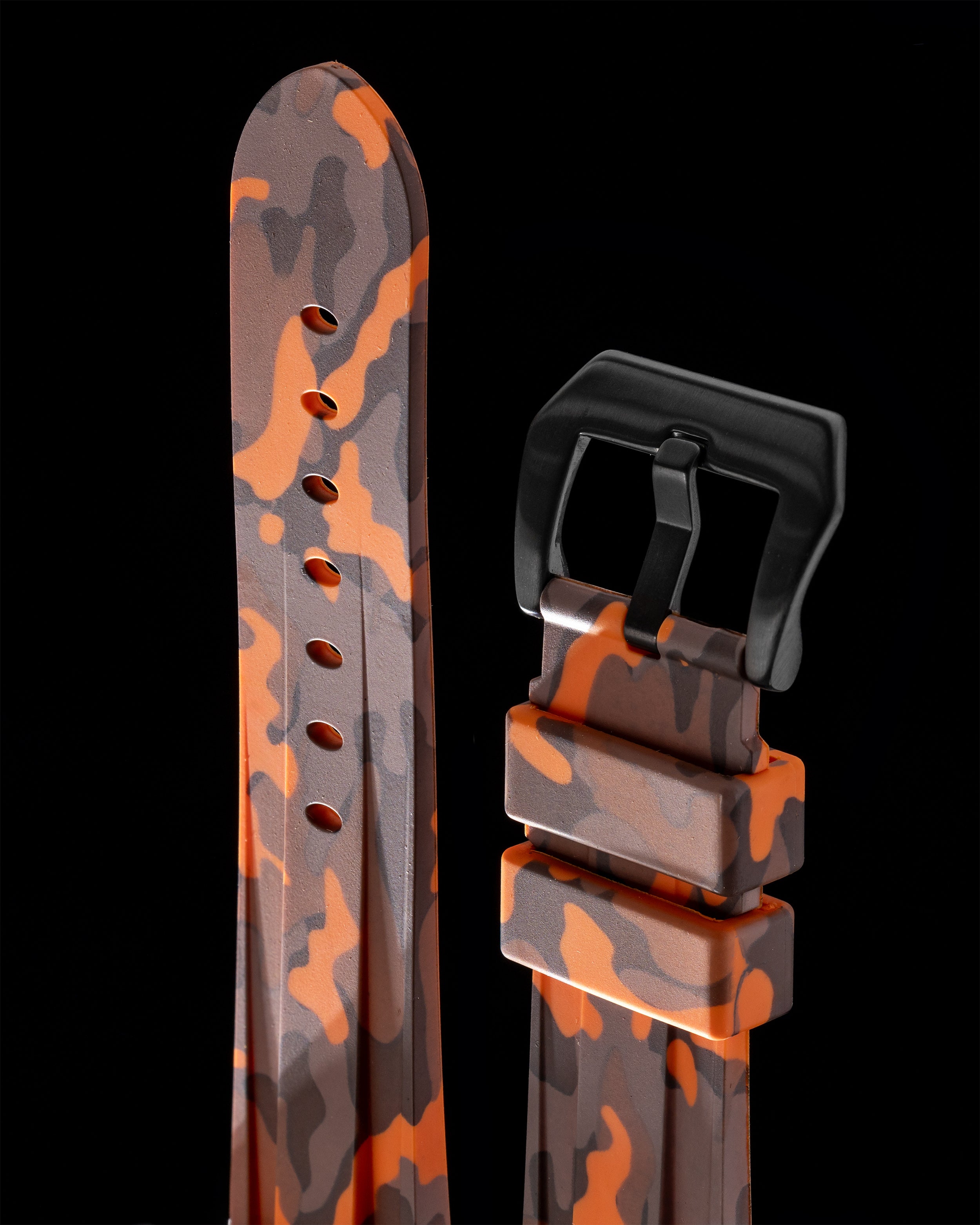 Tomaz TS6-3 Rubber Camouflage 24mm Watch Strap (Orange)