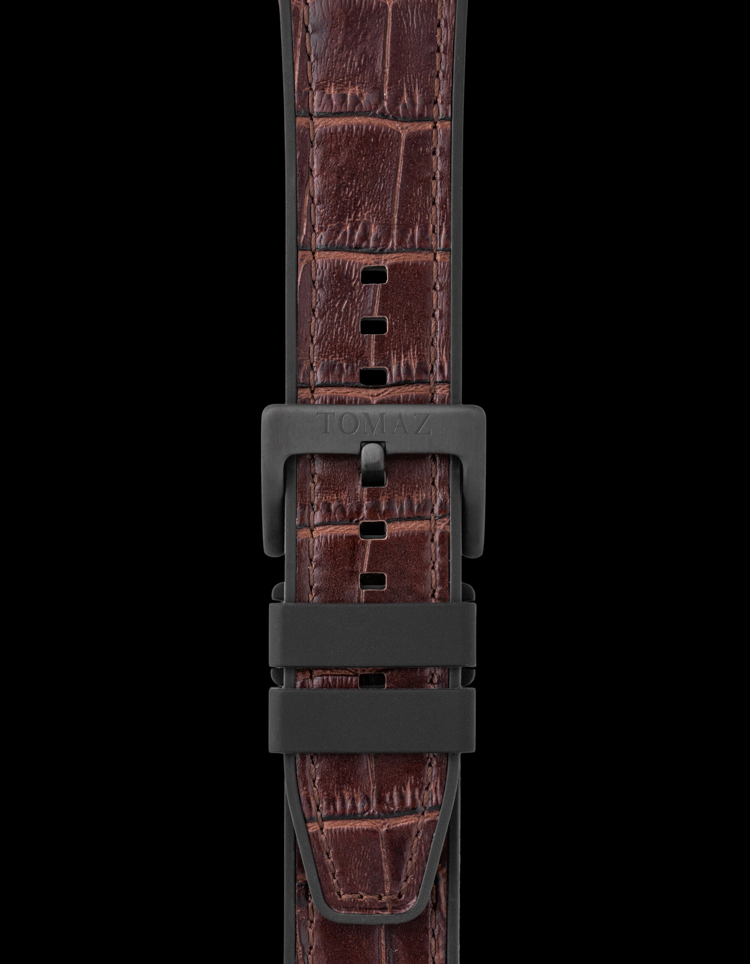 Tomaz TS7-1 Leather/Silicone Bamboo 24mm Strap (Coffee)