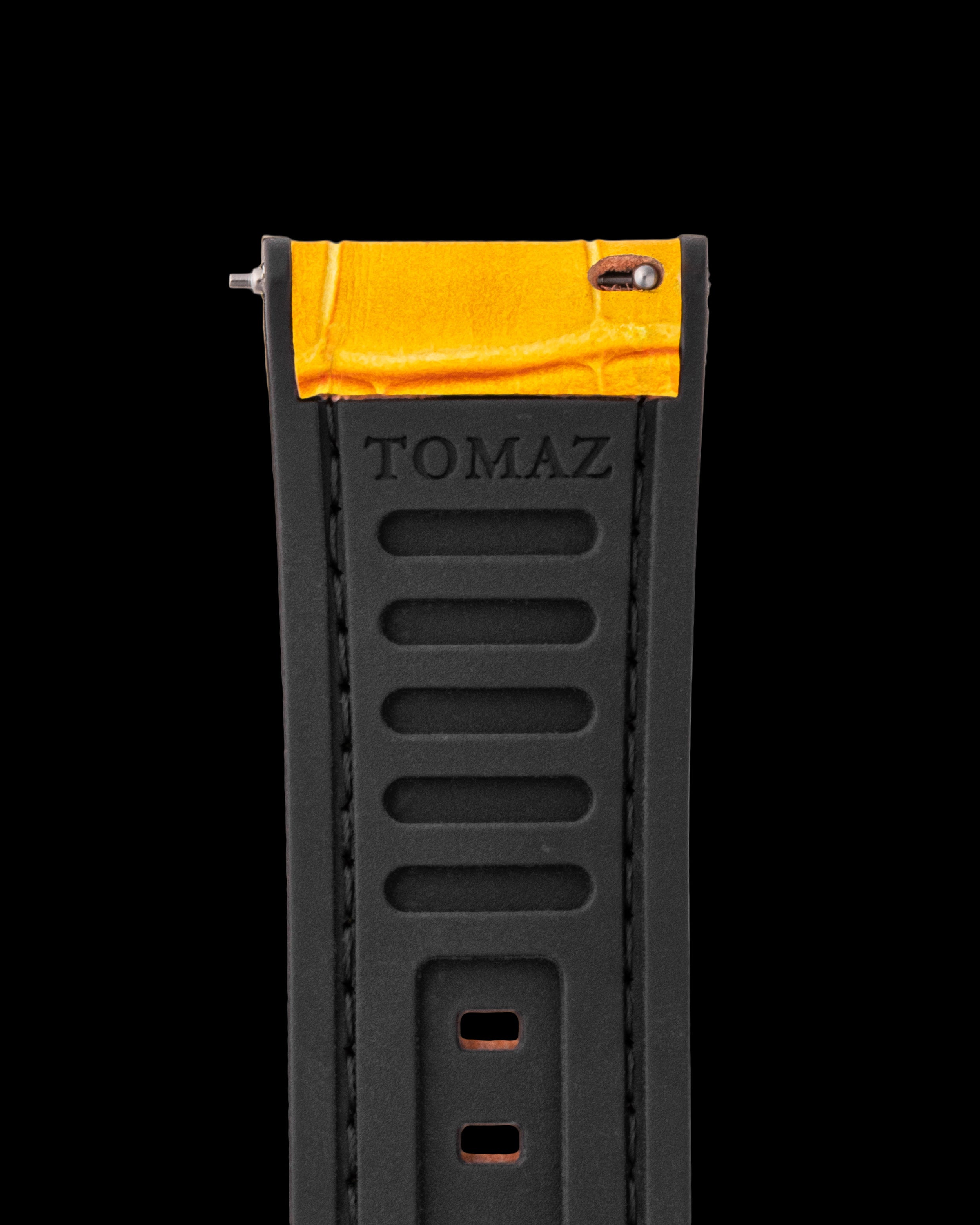 Tomaz TS7-1 Leather/Silicone Bamboo 24mm Strap (Yellow)