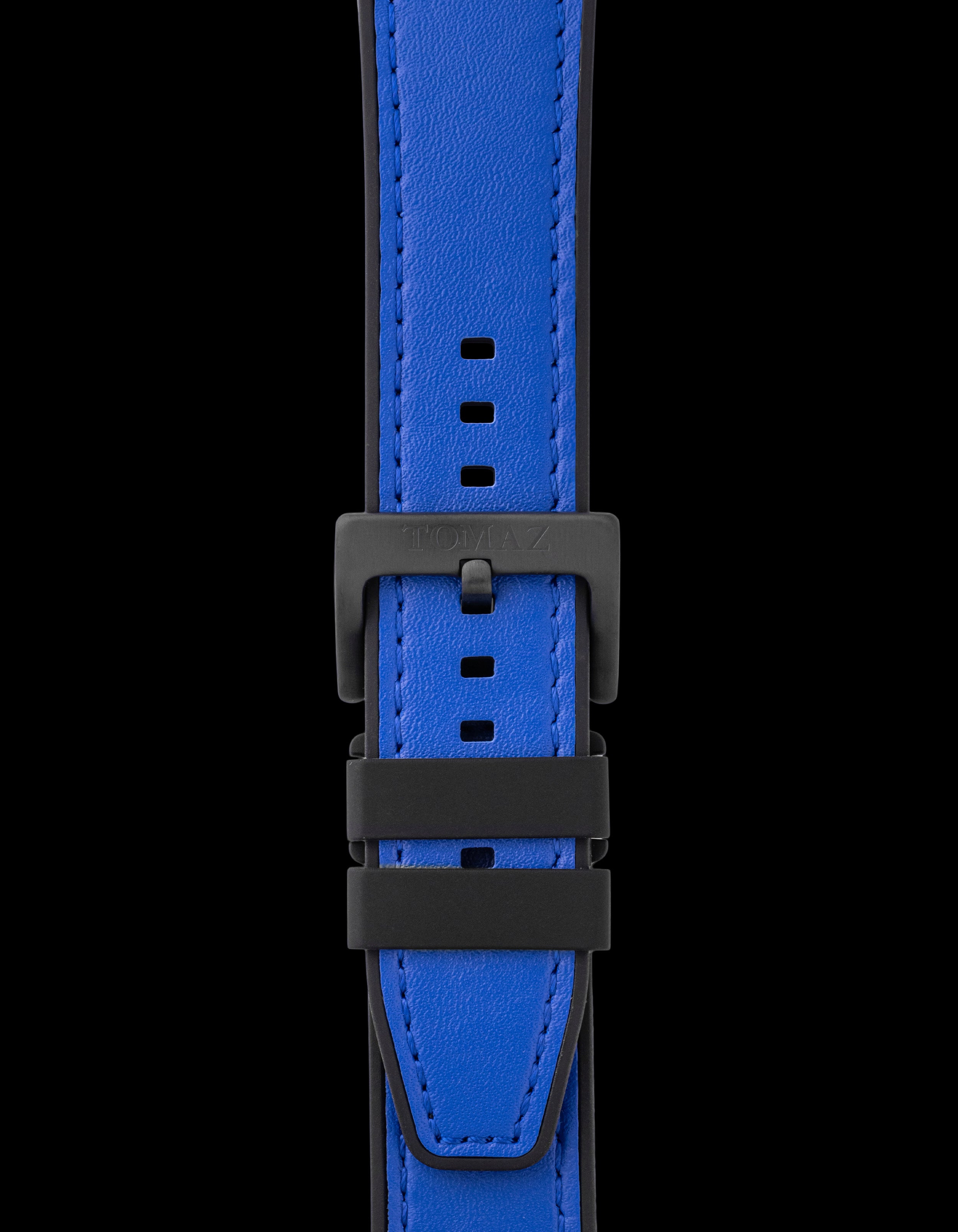 Tomaz TS7A Leather/Silicone Plain 24mm Strap (Blue)