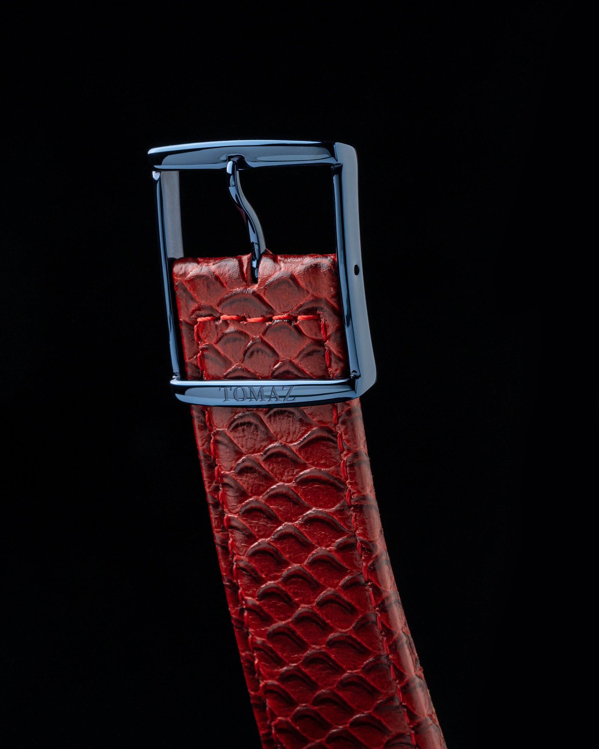 Skeletor TW003B-D2 (Black/Red) Red Salmon Leather Strap