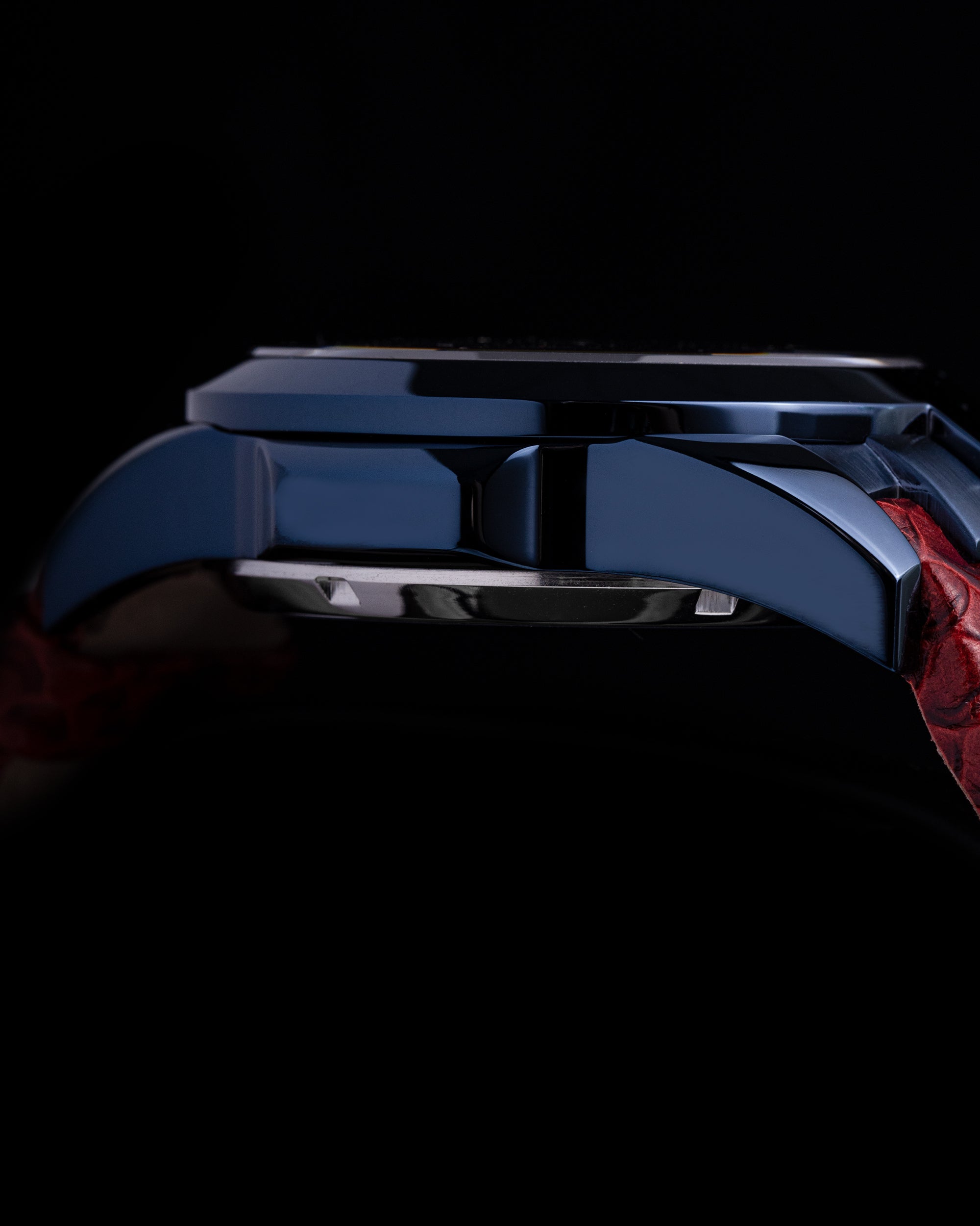 Skeletor TW003B-D2 (Black/Red) Red Salmon Leather Strap