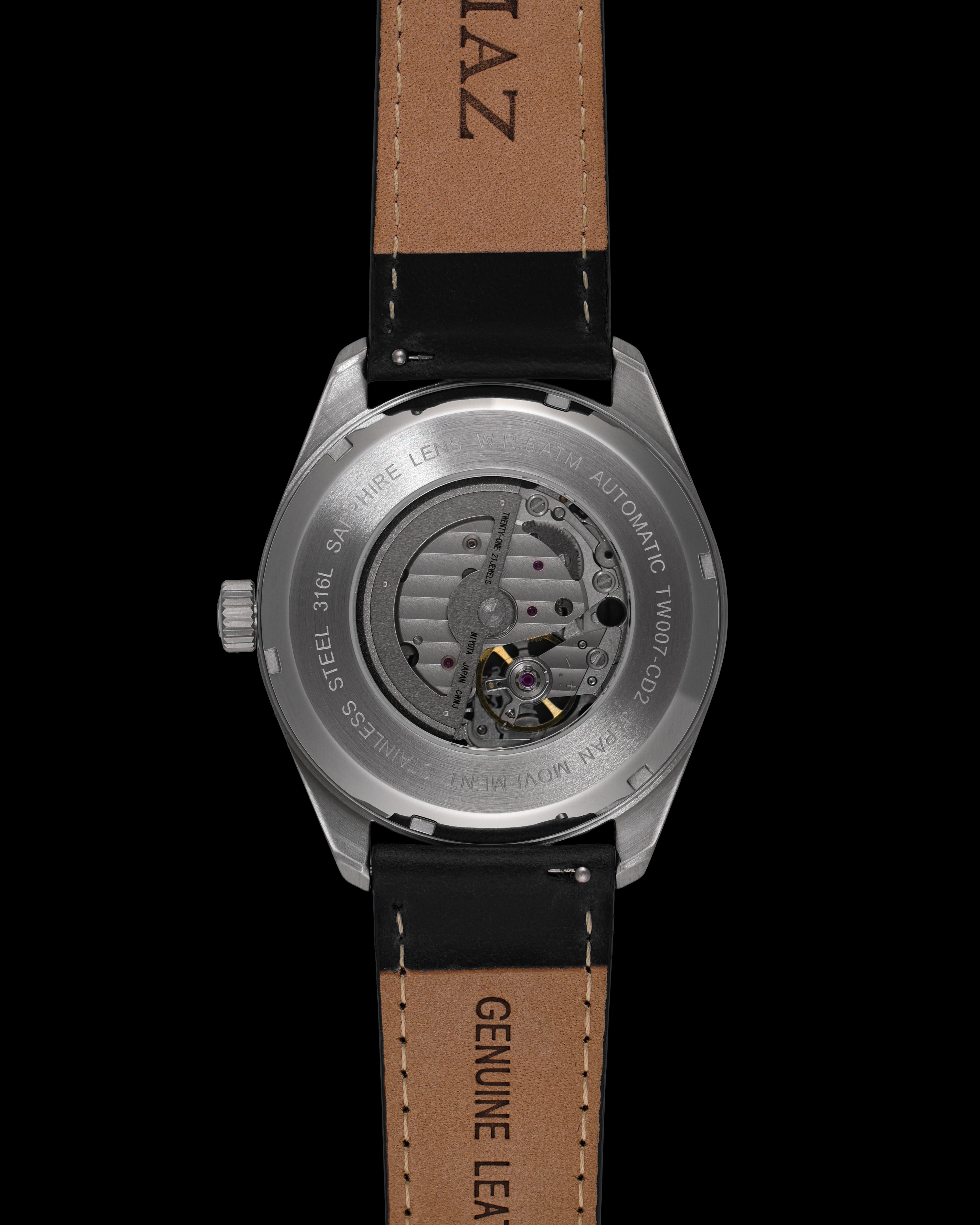#color_silver/black + black leather strap