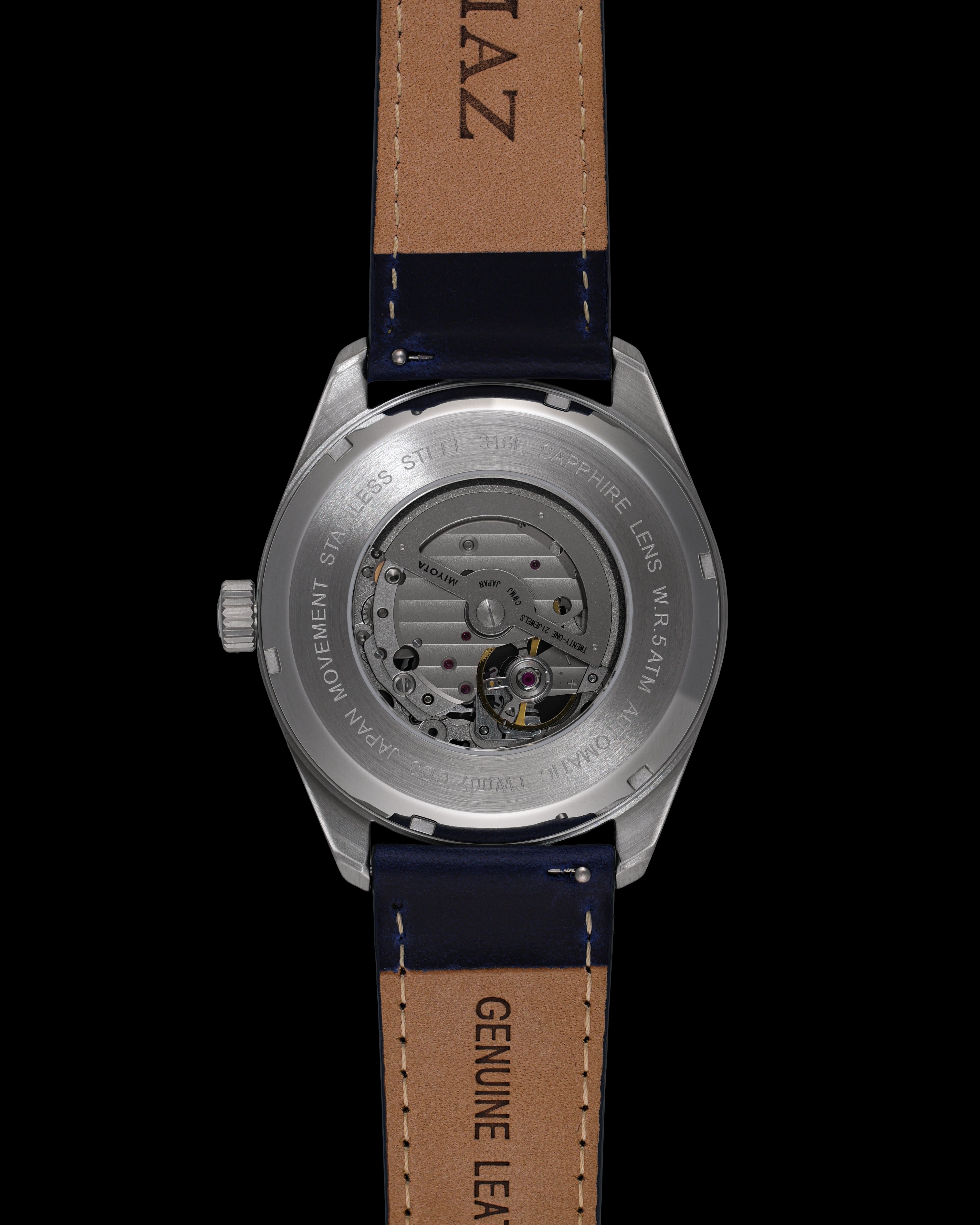 #color_silver/navy + navy leather strap