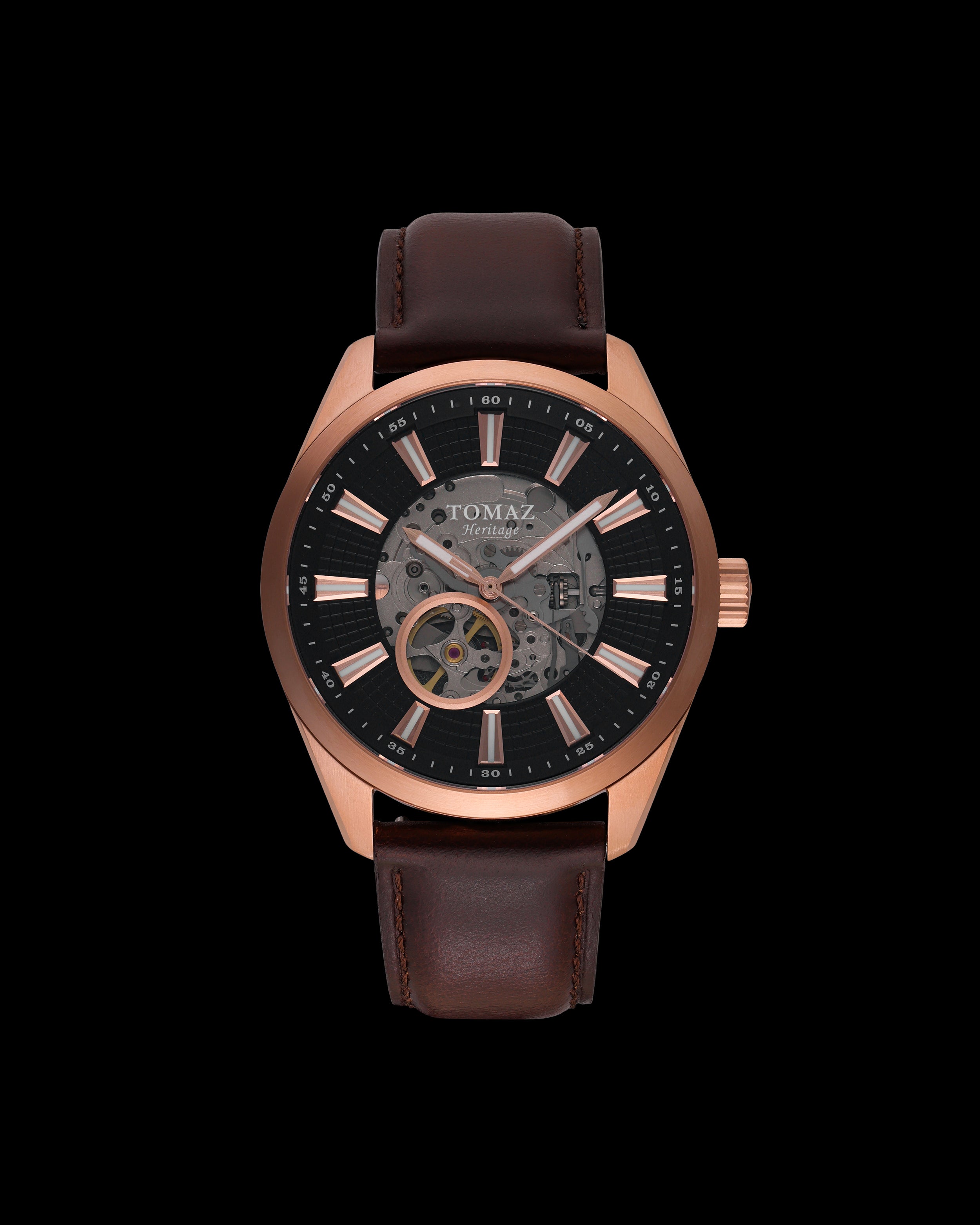 #color_rosegold/black + coffee leather strap