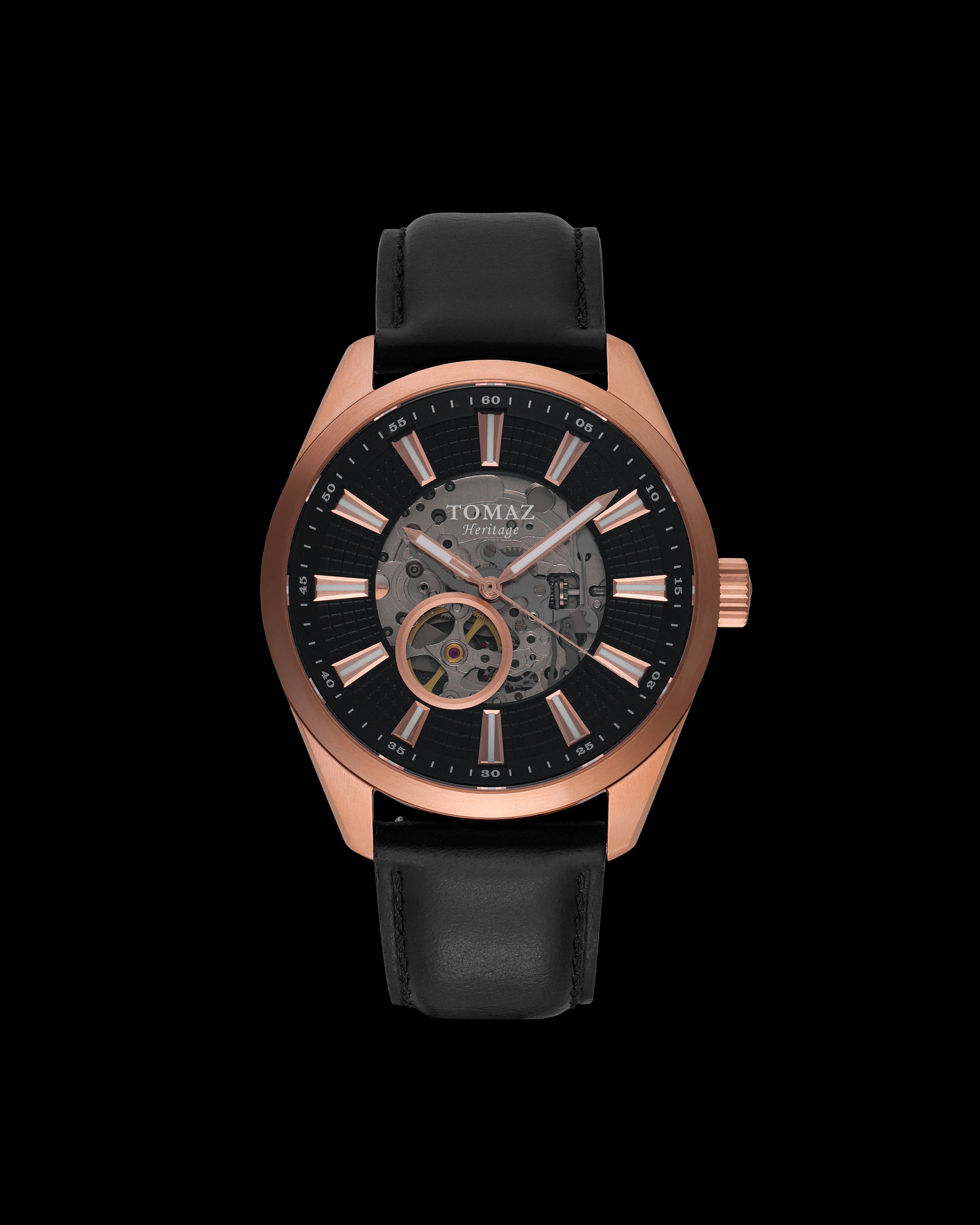#color_rosegold/black + black leather strap