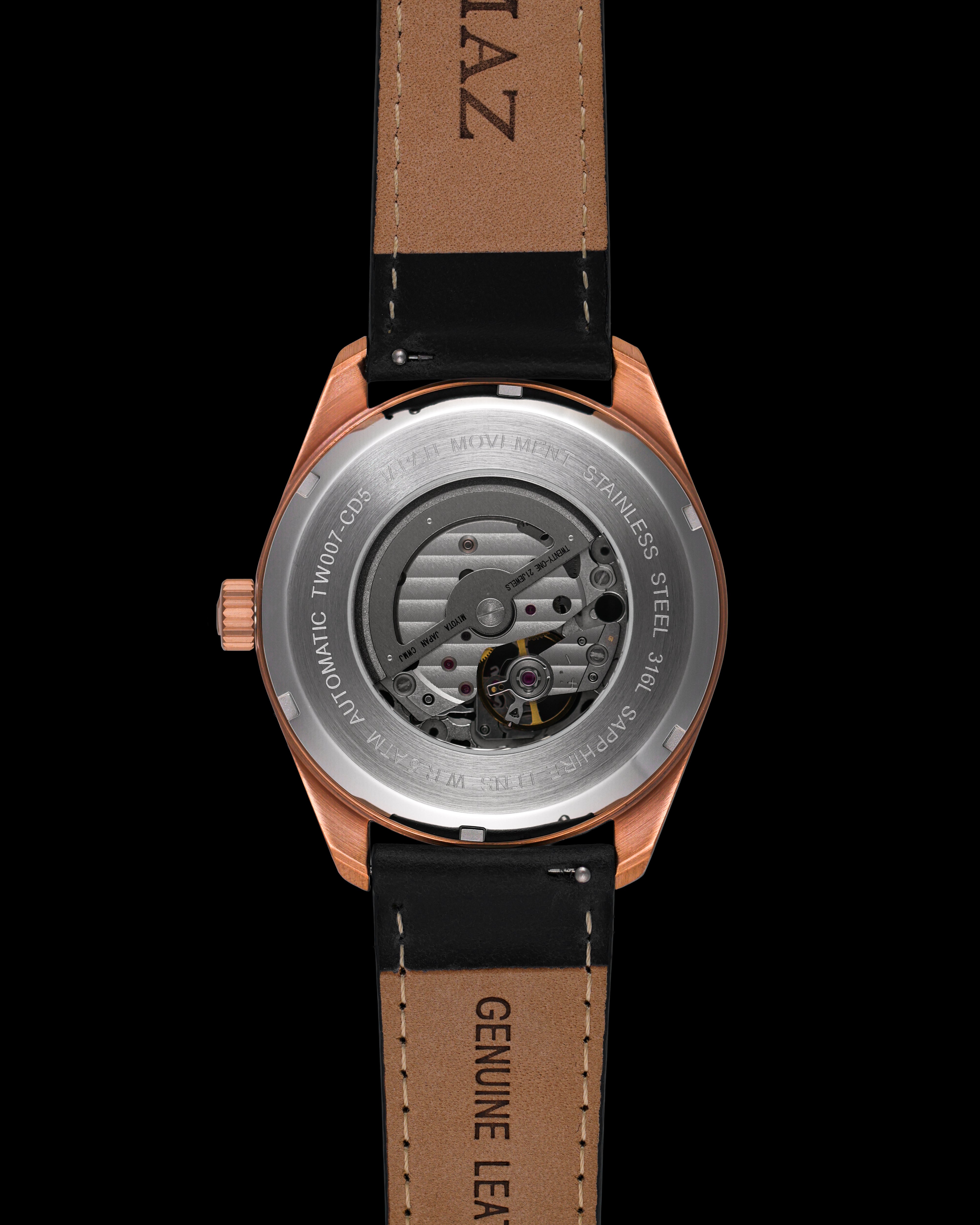 #color_rosegold/black + black leather strap