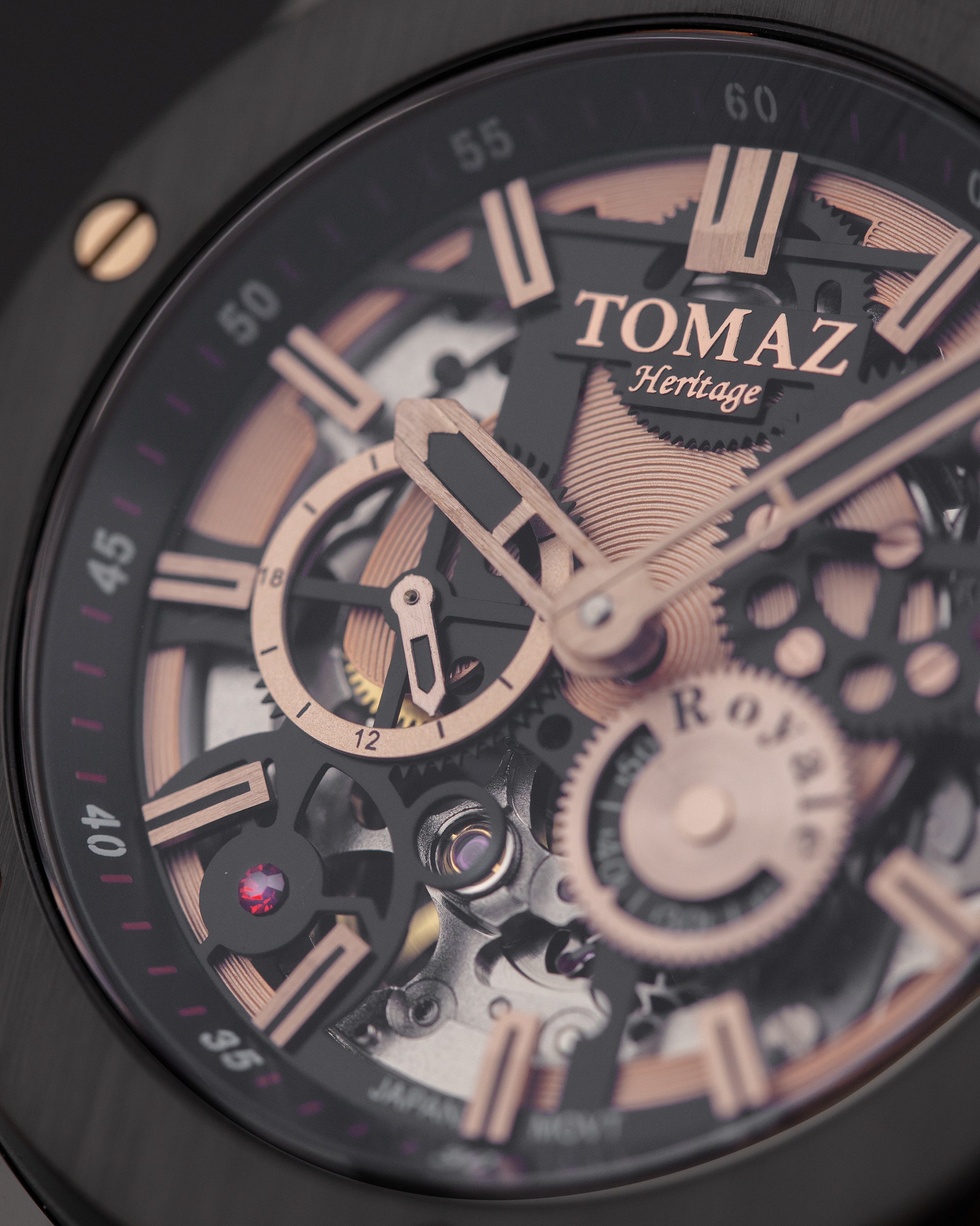 Royale TW014-D5 (Black) with Red Leather Strap