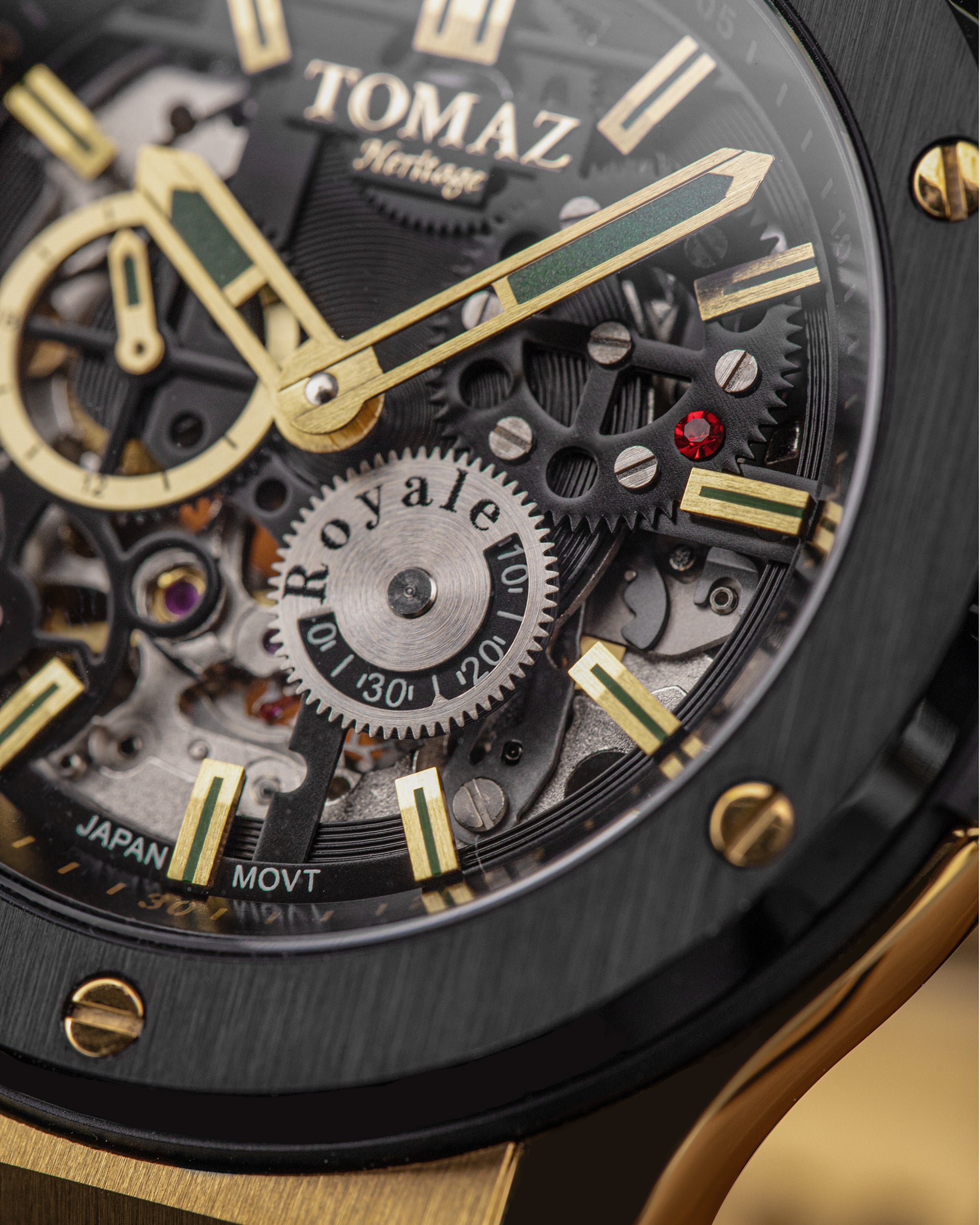 Tomaz Men's Watch TW014-D9 (Gold/Black) Green Leather Strap