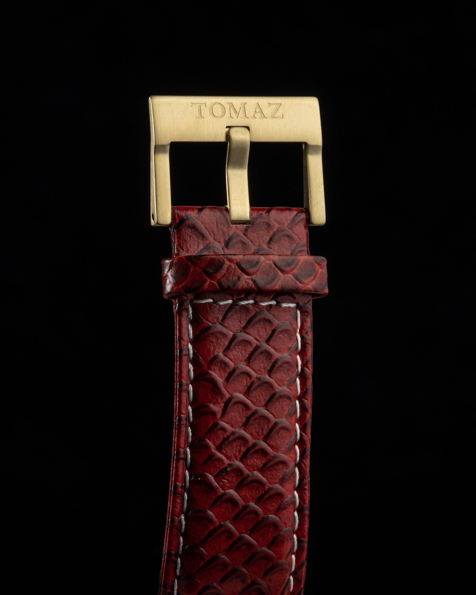 Royale TW014A-D1 (Emas/Merah) dengan Kristal Merah (Tali Kulit Salmon Merah)